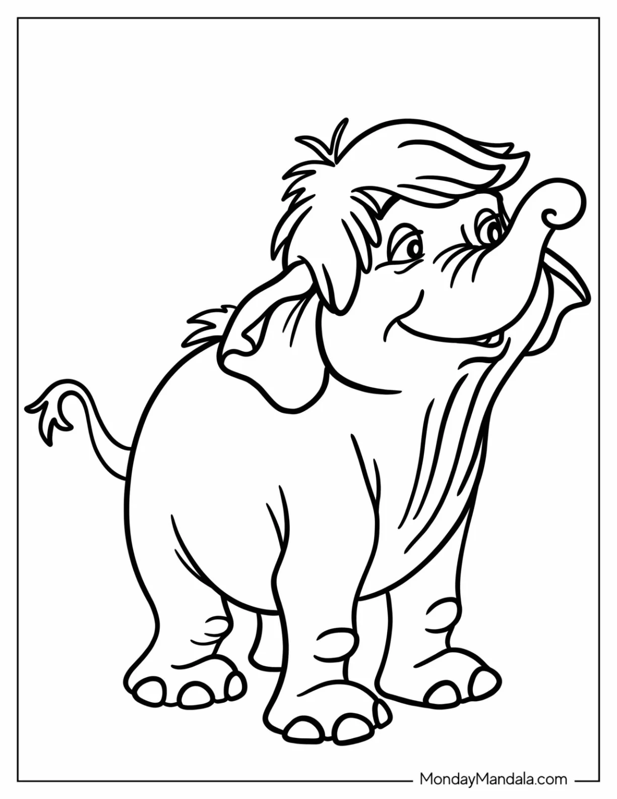 Jungle Book Coloring Page Of Kawaii Hathi Jr. For Preschoolers coloring page