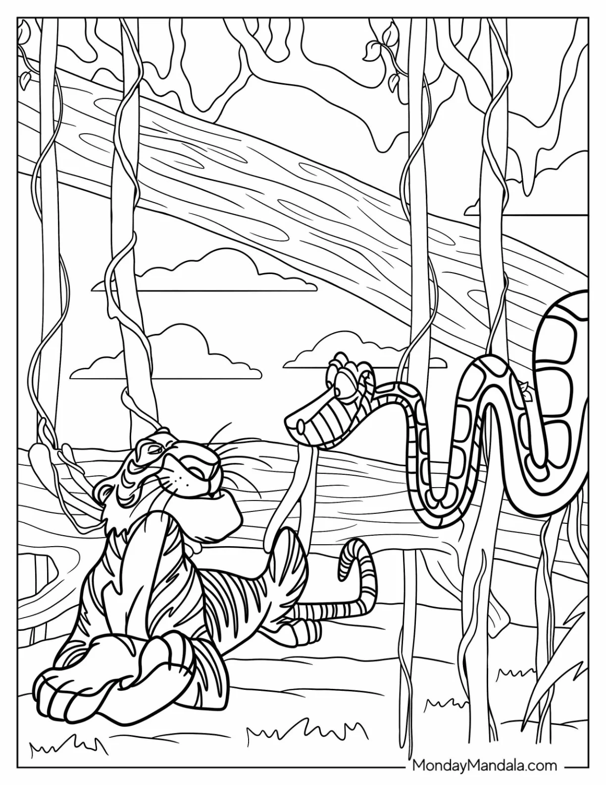 Jungle Book Coloring Page Of Shere Khan And Kaa Talking coloring page