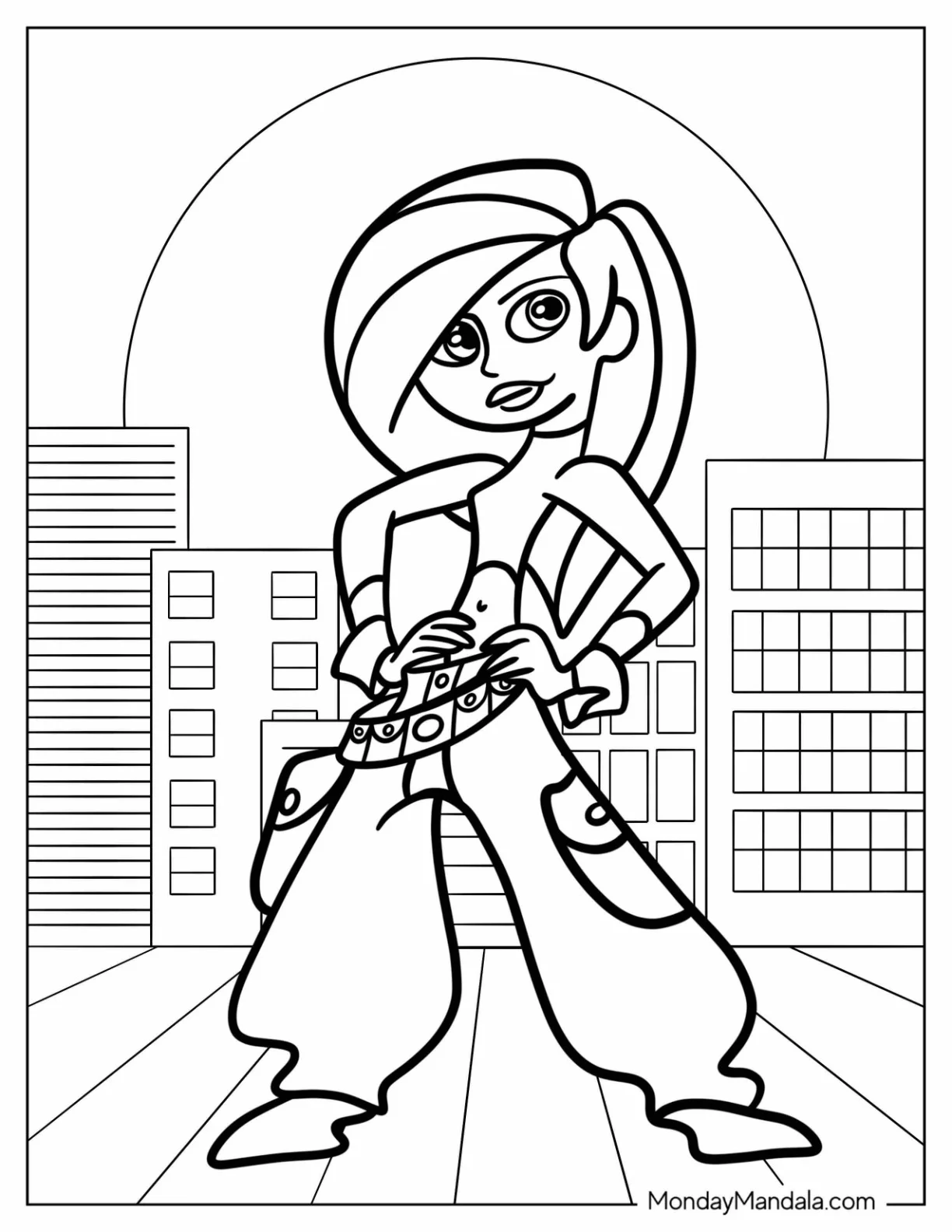 Cute Kim Possible Coloring Page In The City For Kids coloring page