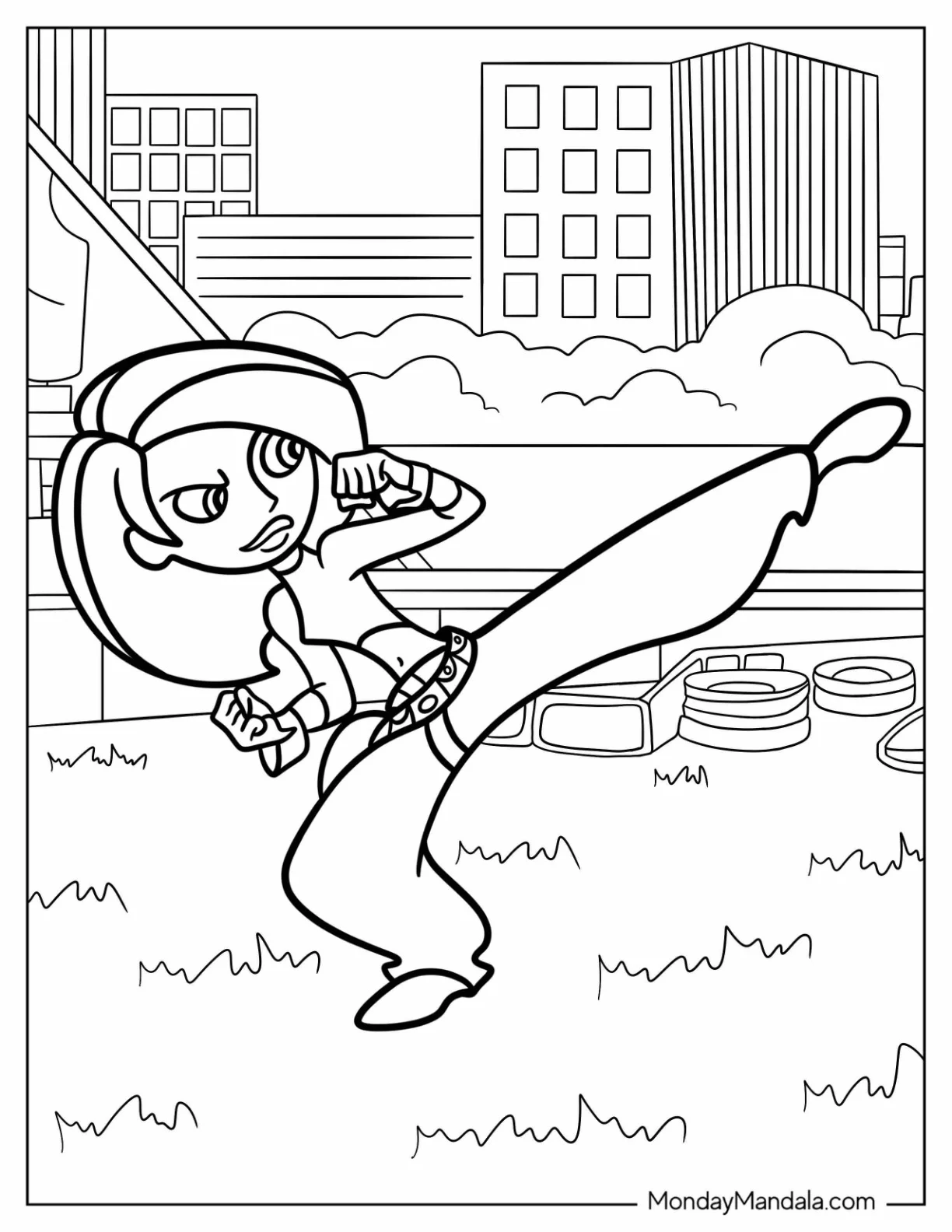 Kim Possible Coloring Page Doing A High Kick coloring page