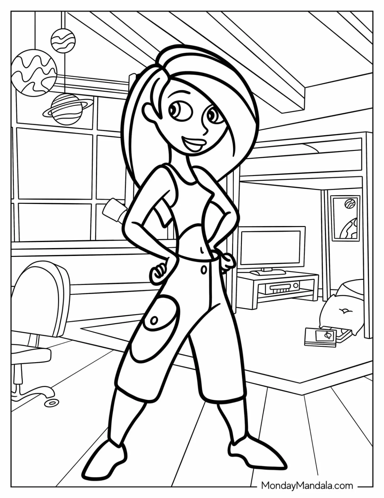 Kim Possible Coloring Page In Casual Clothes coloring page