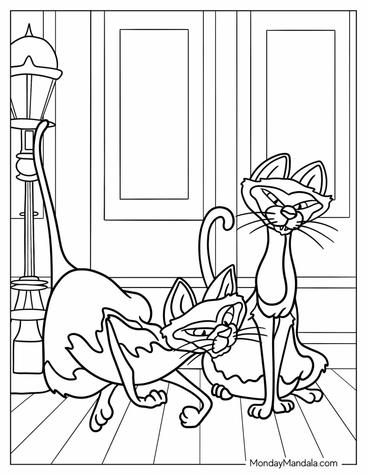 Lady And The Tramp Coloring Page Of Si And Am Siamese Cats coloring page