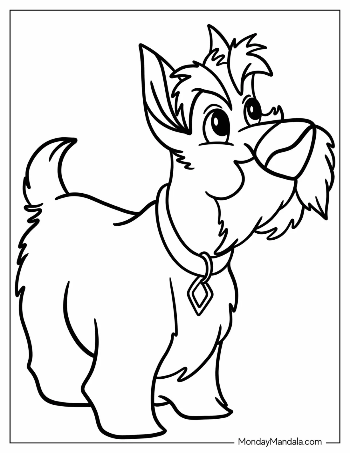 Lady And The Tramp Coloring Page Of Simple Jock Outline For Kids coloring page