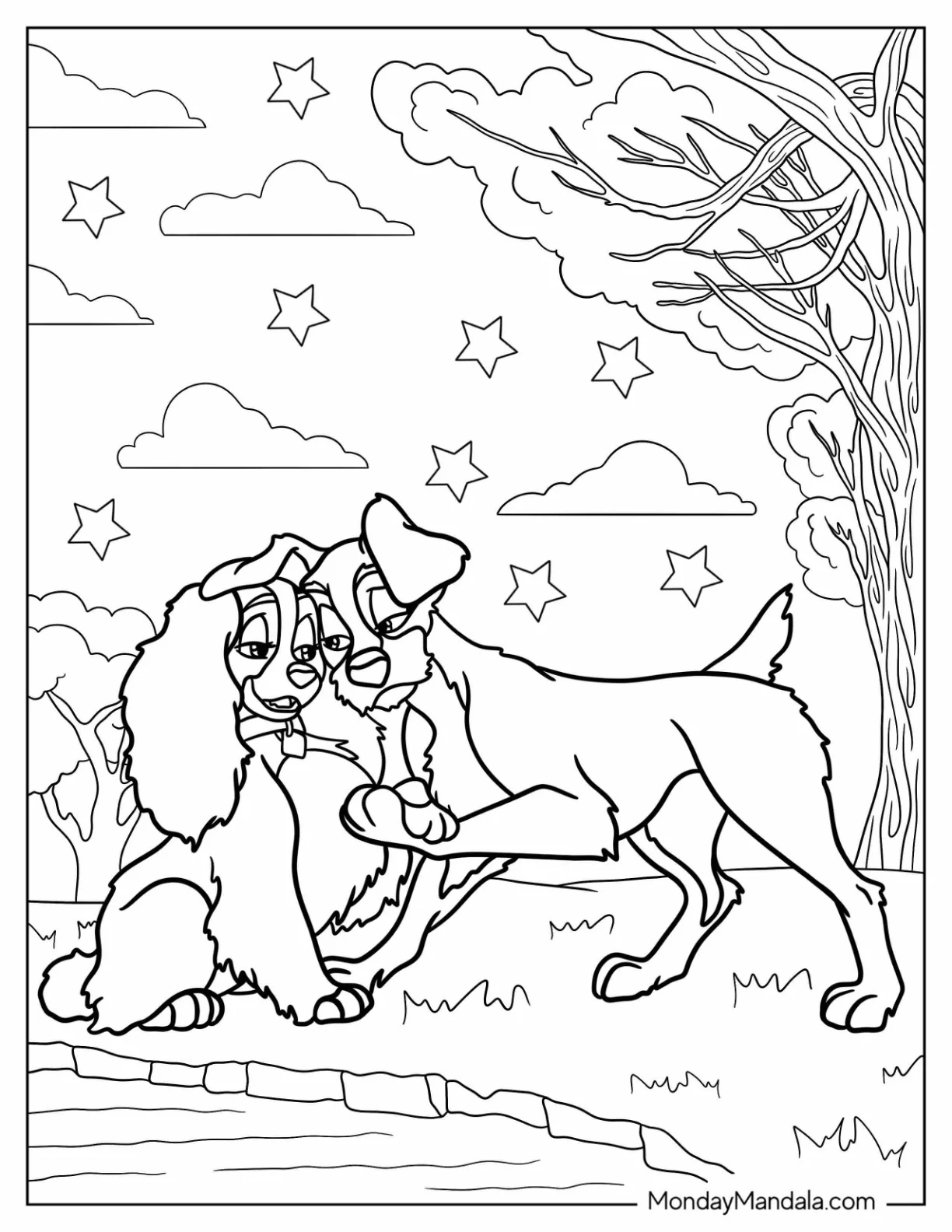 Sweet Lady And The Tramp Coloring Page Date Under The Stars coloring page