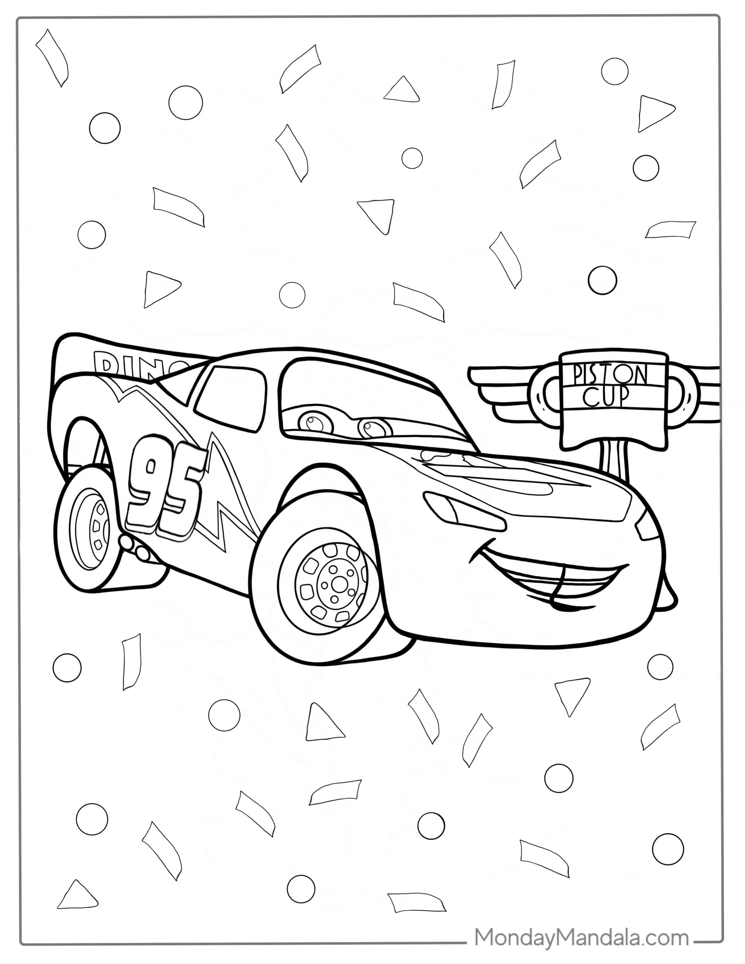 Coloring Page Of Lightning McQueen With Piston Cup coloring page