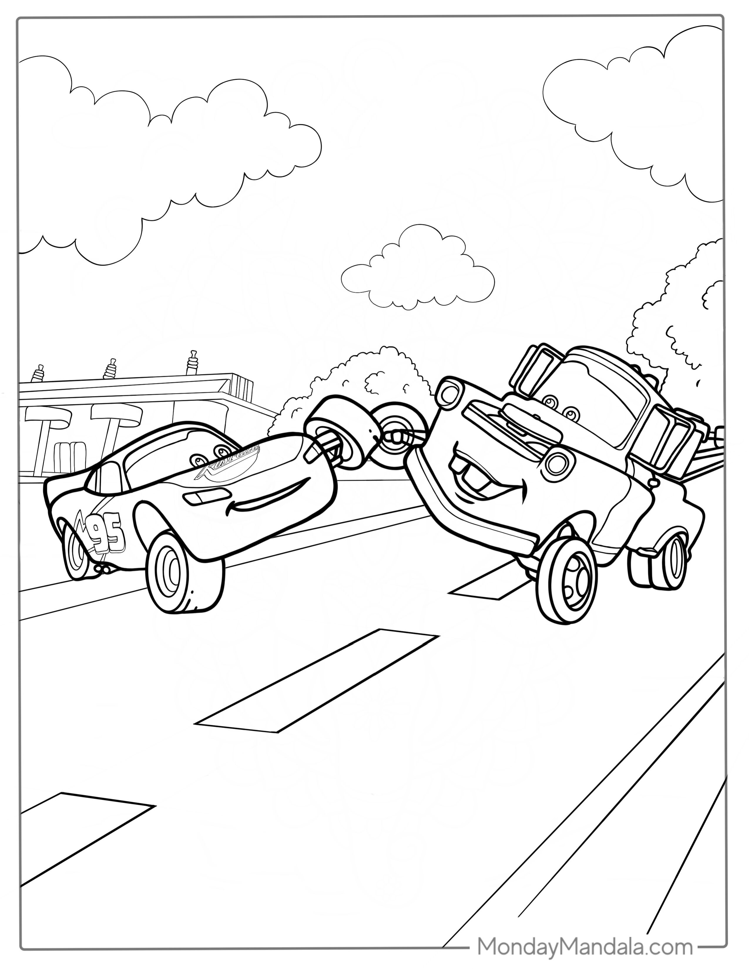 Coloring Page Of Mater and Lightning McQueen coloring page