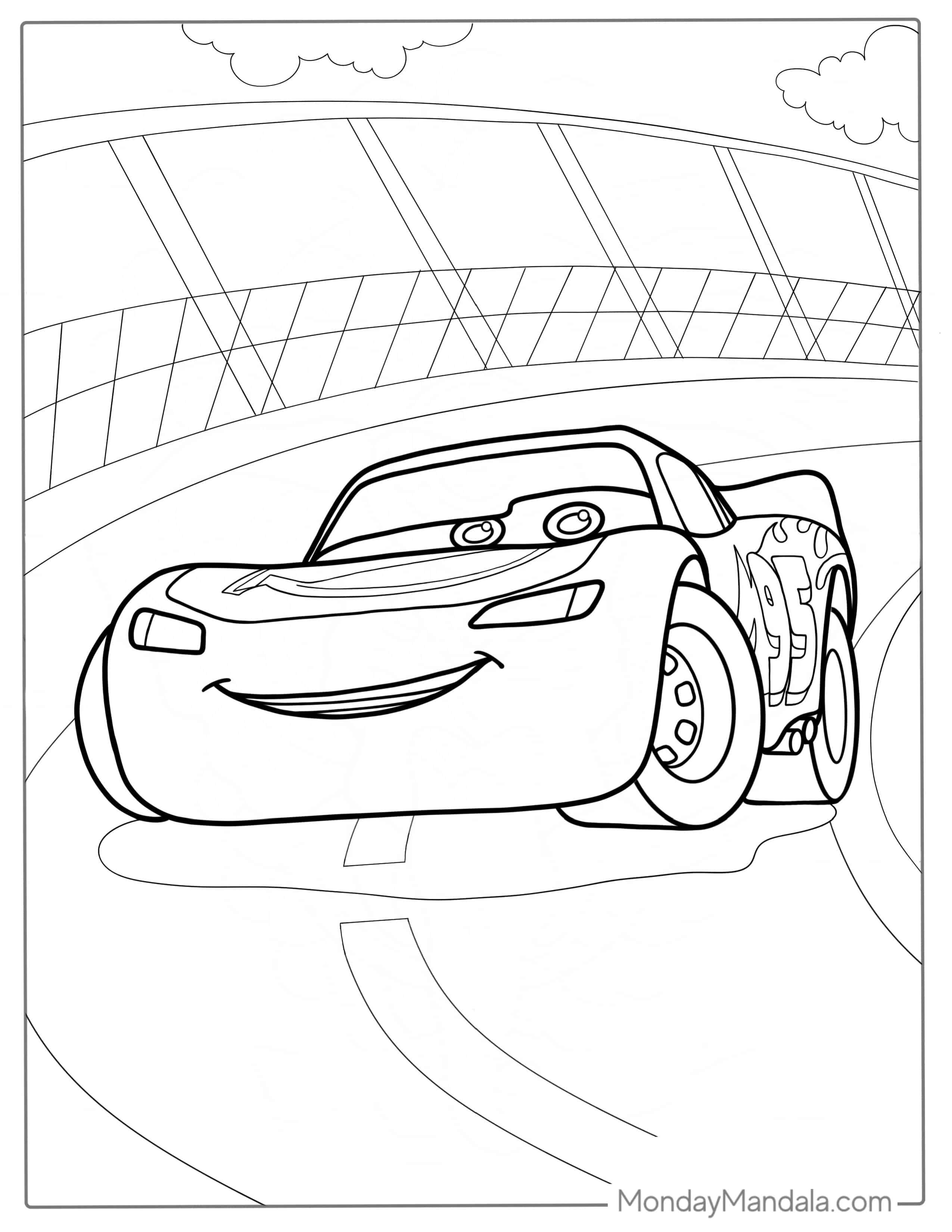 Easy Lightning McQueen Coloring Page coloring page — printable line art