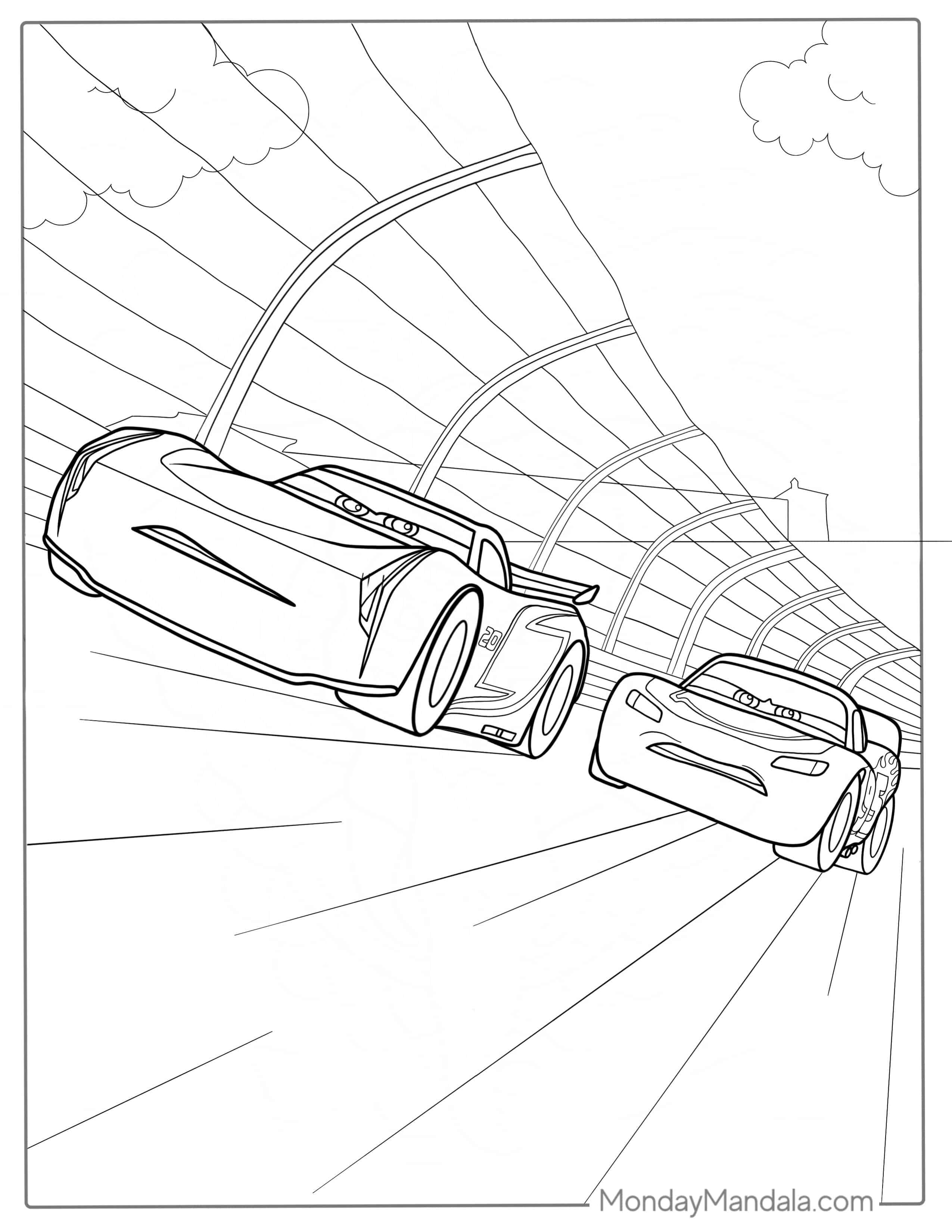 Jackson Storm And Lightning McQueen Coloring Page coloring page