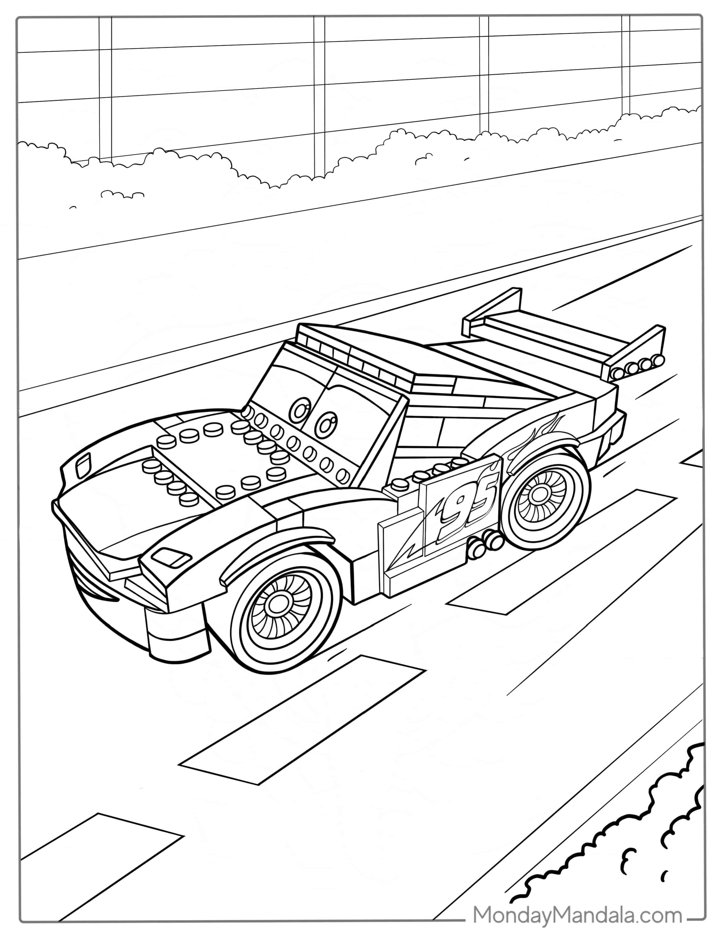 Lego Lightning McQueen Coloring Sheet For Kids coloring page — printable line art