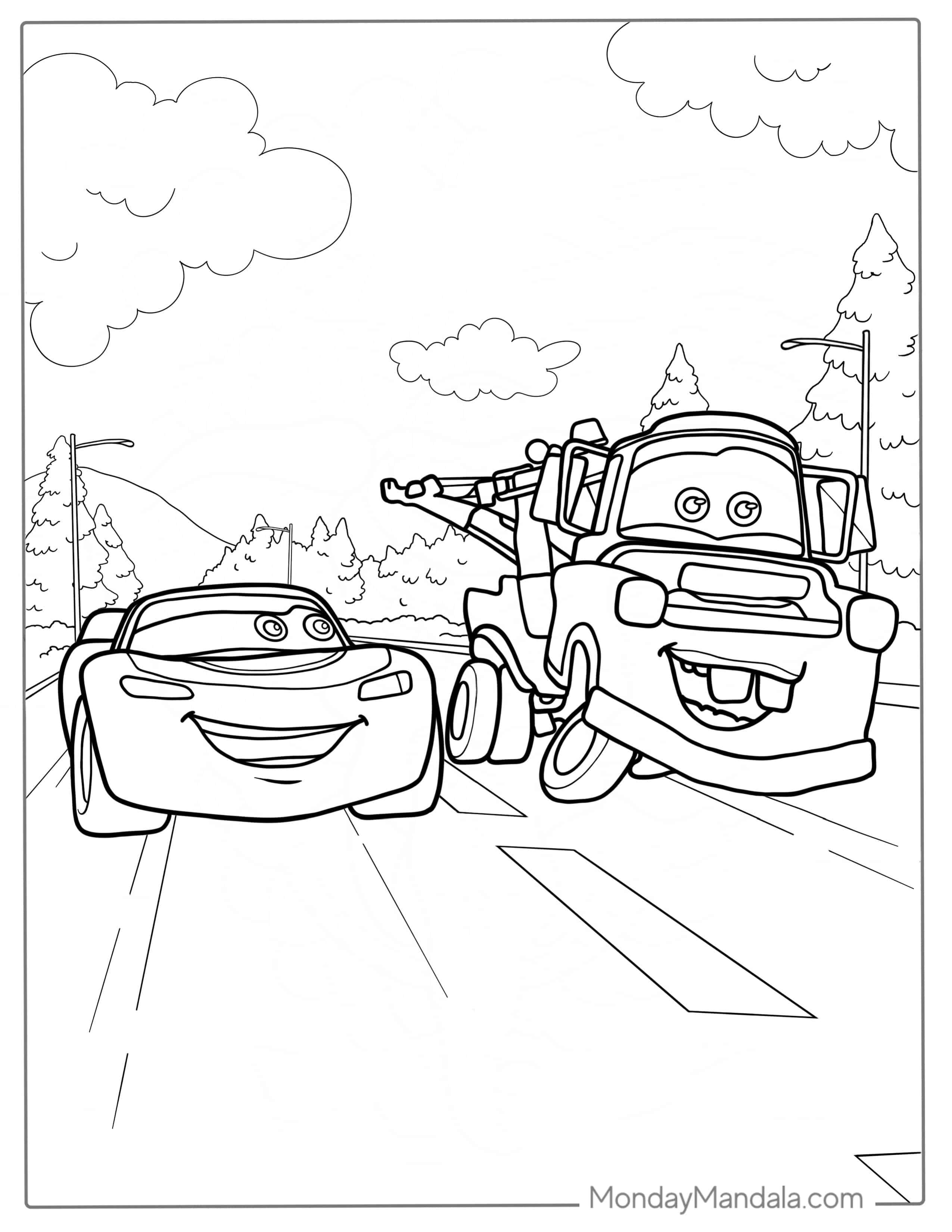 Mater And Lightning McQueen Coloring Page coloring page