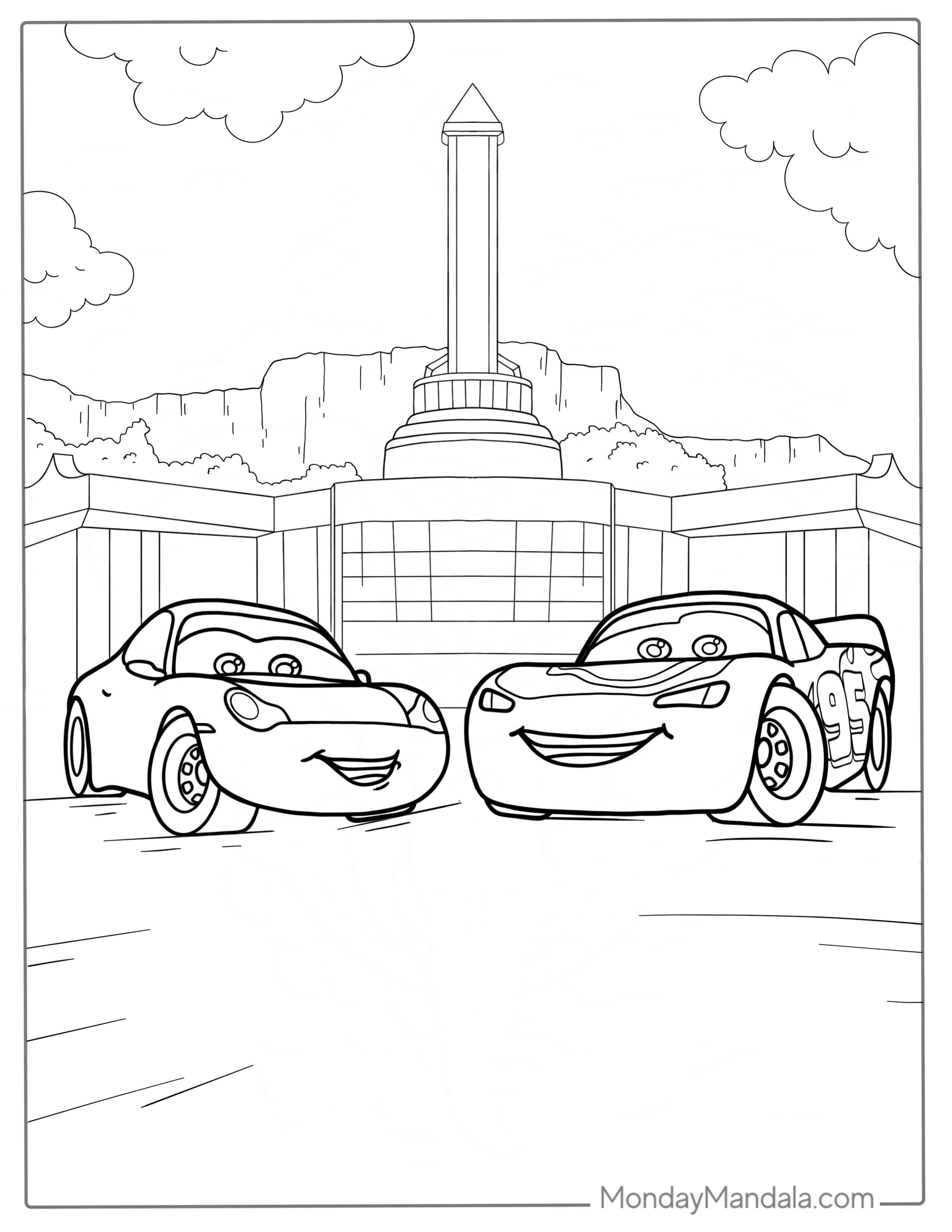 McQueen And Sally In Radiator Springs Coloring Sheet coloring page