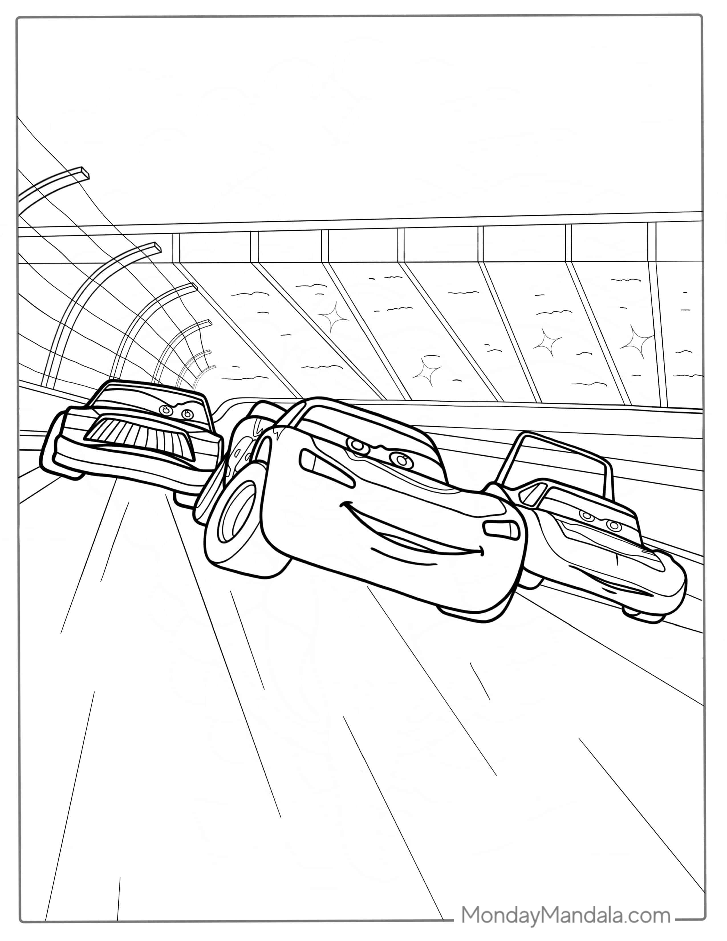 McQueen, Bruiser Bukowski And The King Racing coloring page