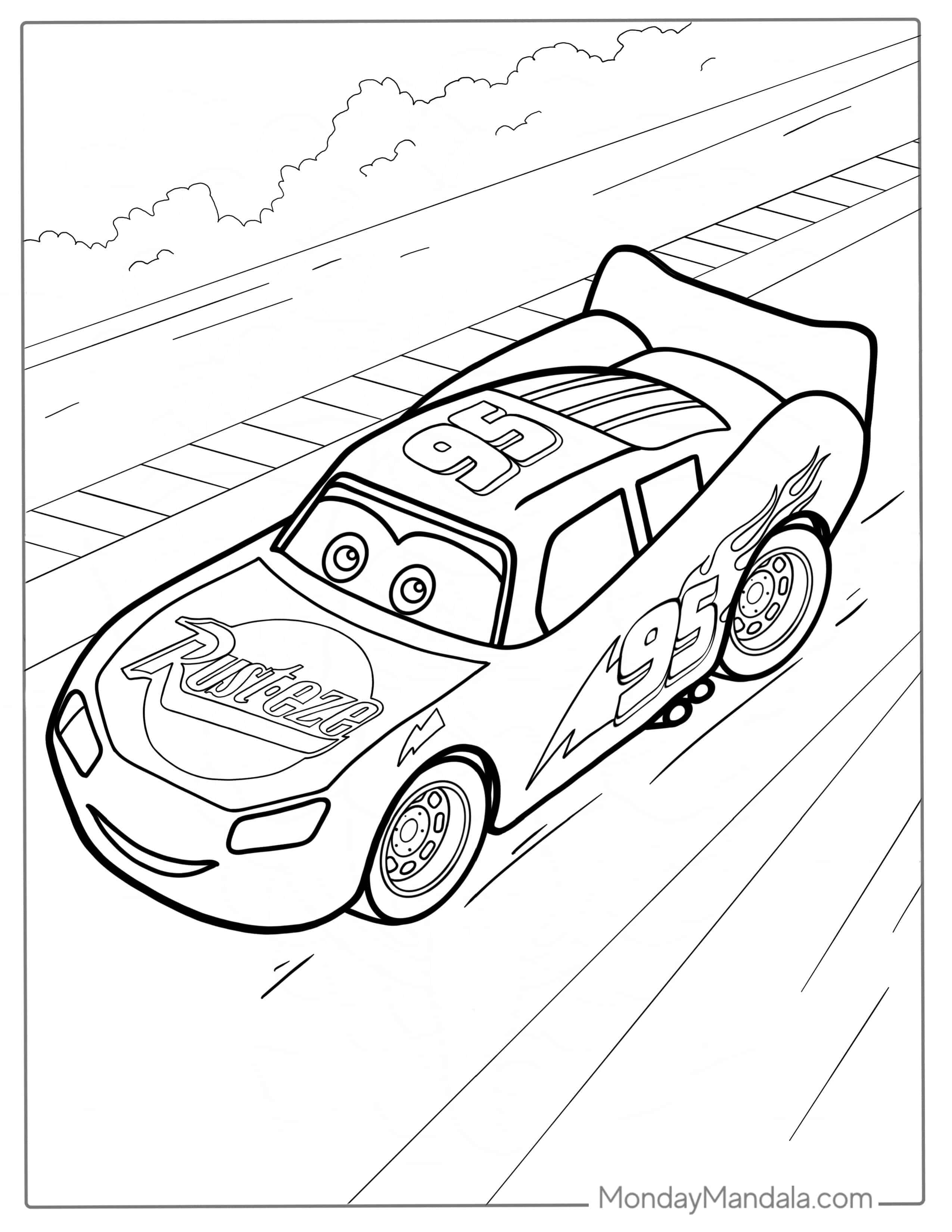 Rusteze Lightning McQueen Coloring Sheet For Kids coloring page