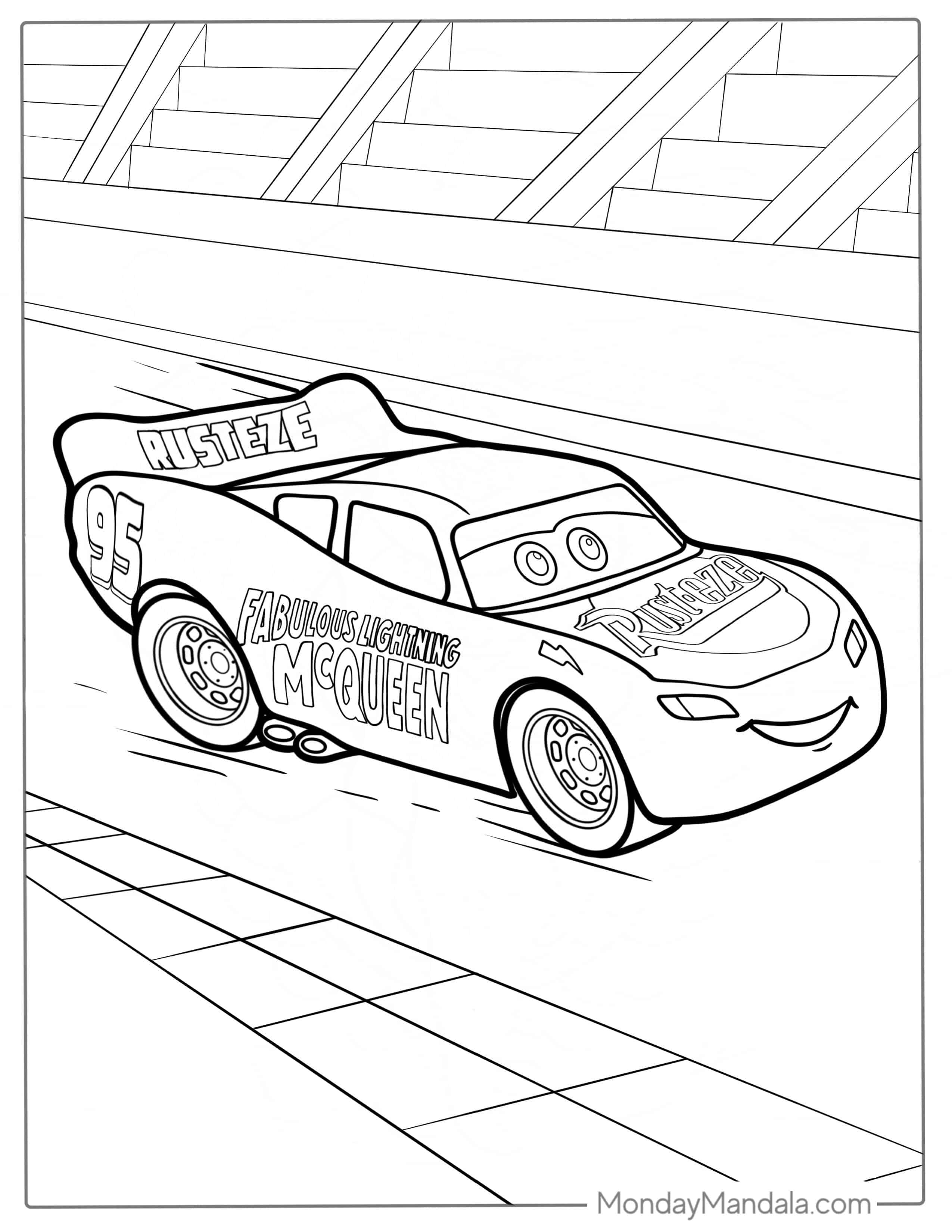 Simple Coloring Sheet Of Lightning McQueen coloring page