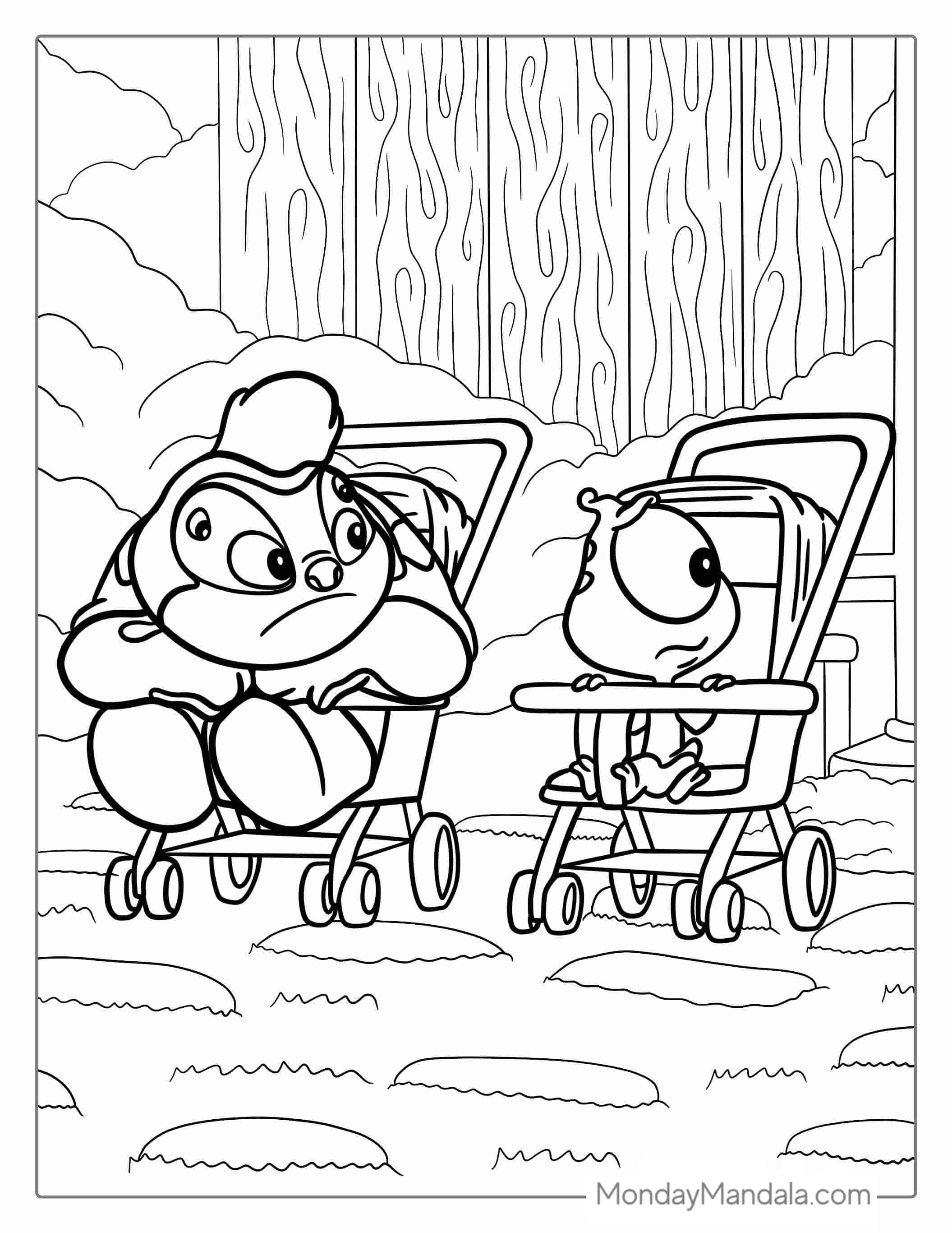 Baby Pleakley And Jumba Jookiba In Prams To Color coloring page