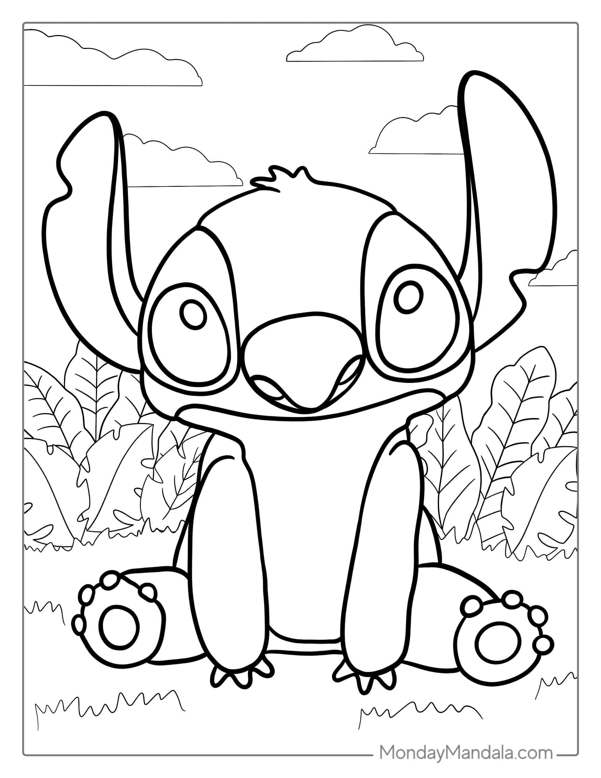 Easy To Color Stitch Character For Preschoolers coloring page — printable line art