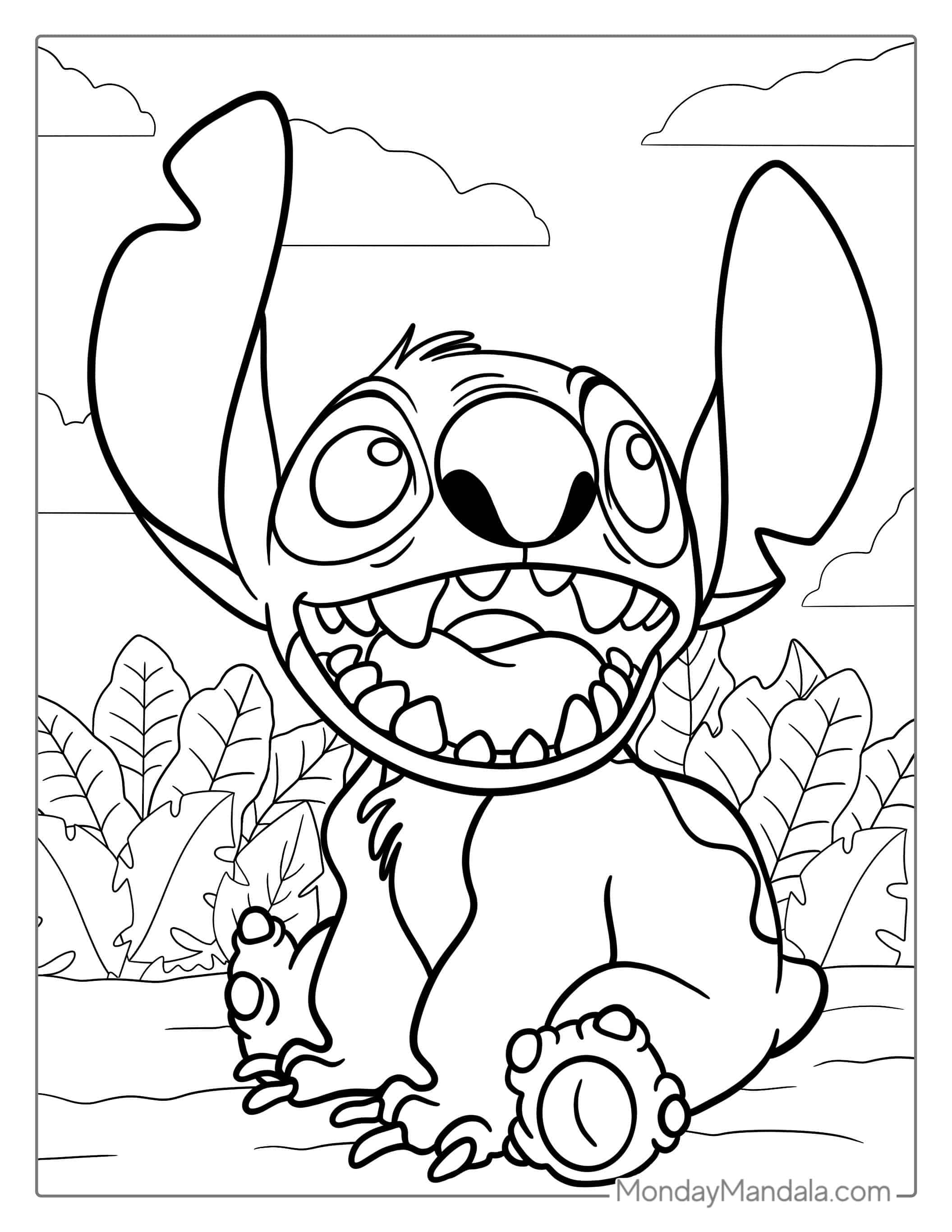 Laughing Stitch Coloring Sheet For Kids coloring page — printable line art