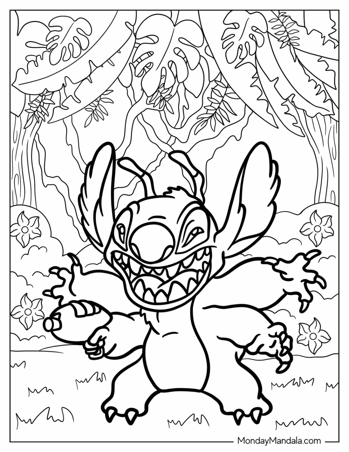 Lilo & Stitch Coloring Page Of Angry Leroy Holding Plasma Blaster coloring page — printable line art