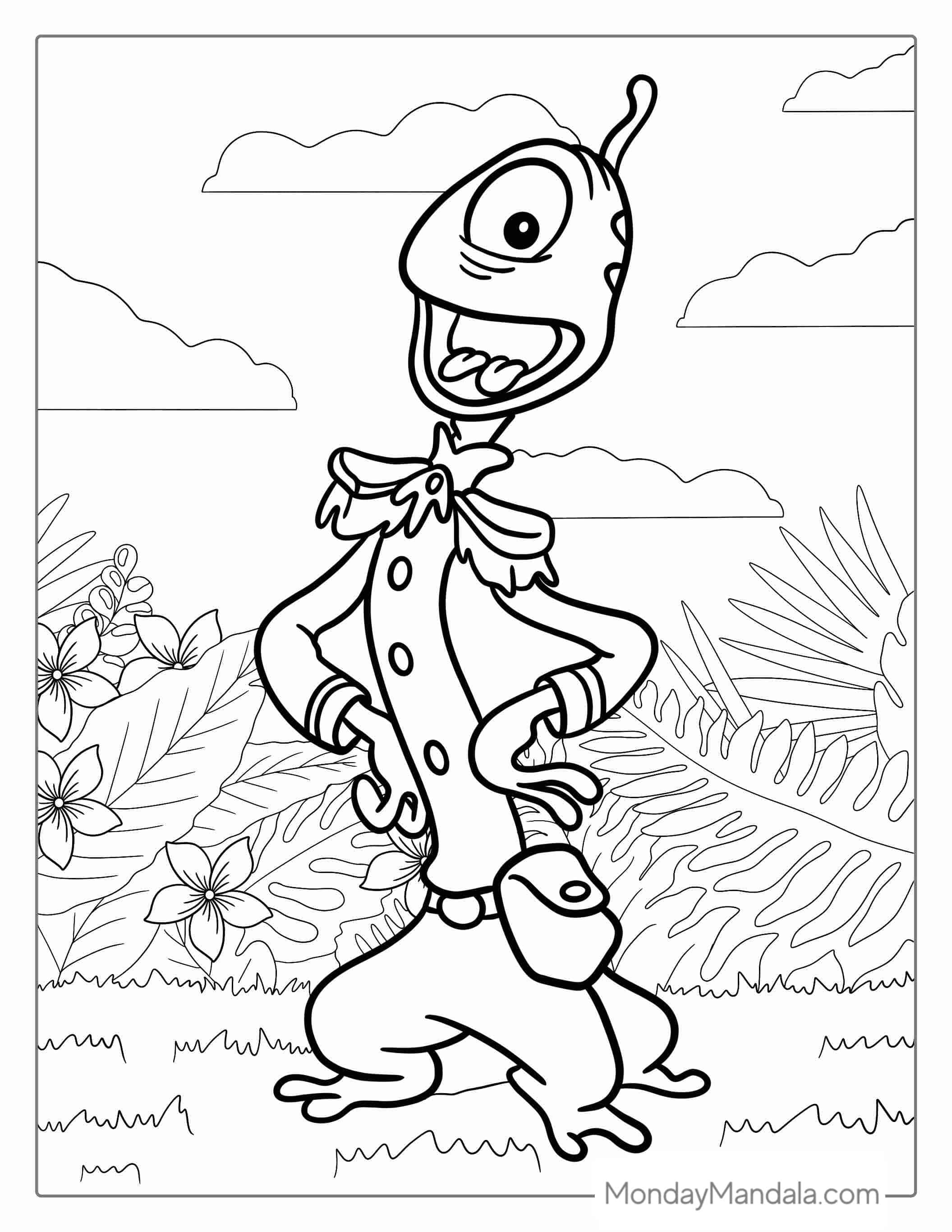 Pleakley Alien Character Coloring Page coloring page — printable line art
