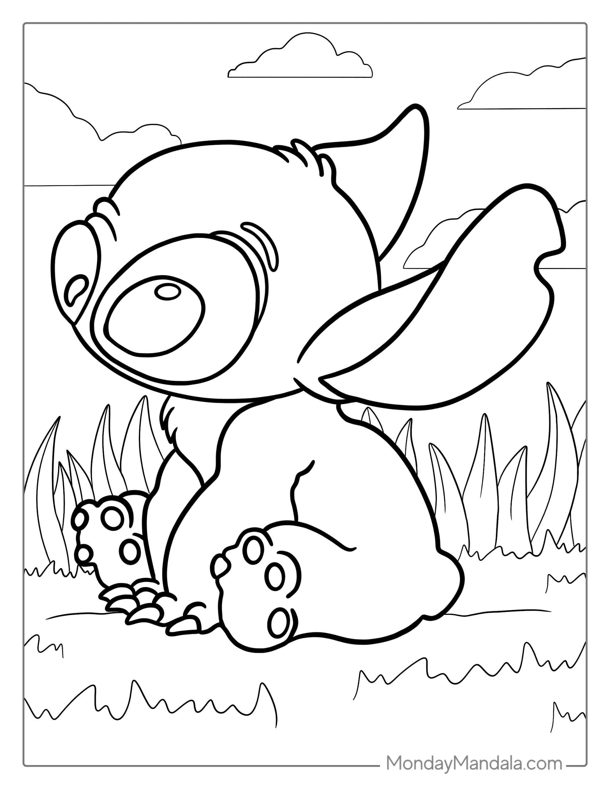 Simple Outline Of Baby Stitch To Color For Kids coloring page