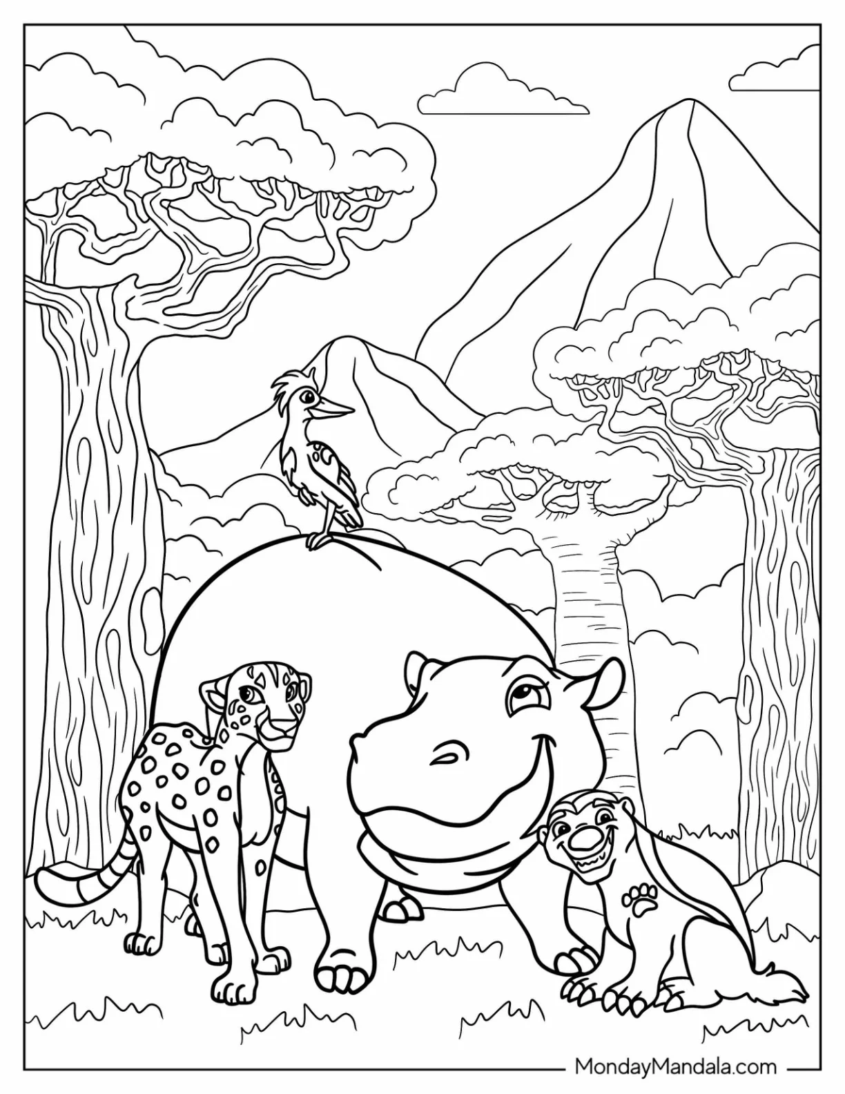 Adult Fuli, Ono, Beshte, And Bunga Of Lion Guard coloring page