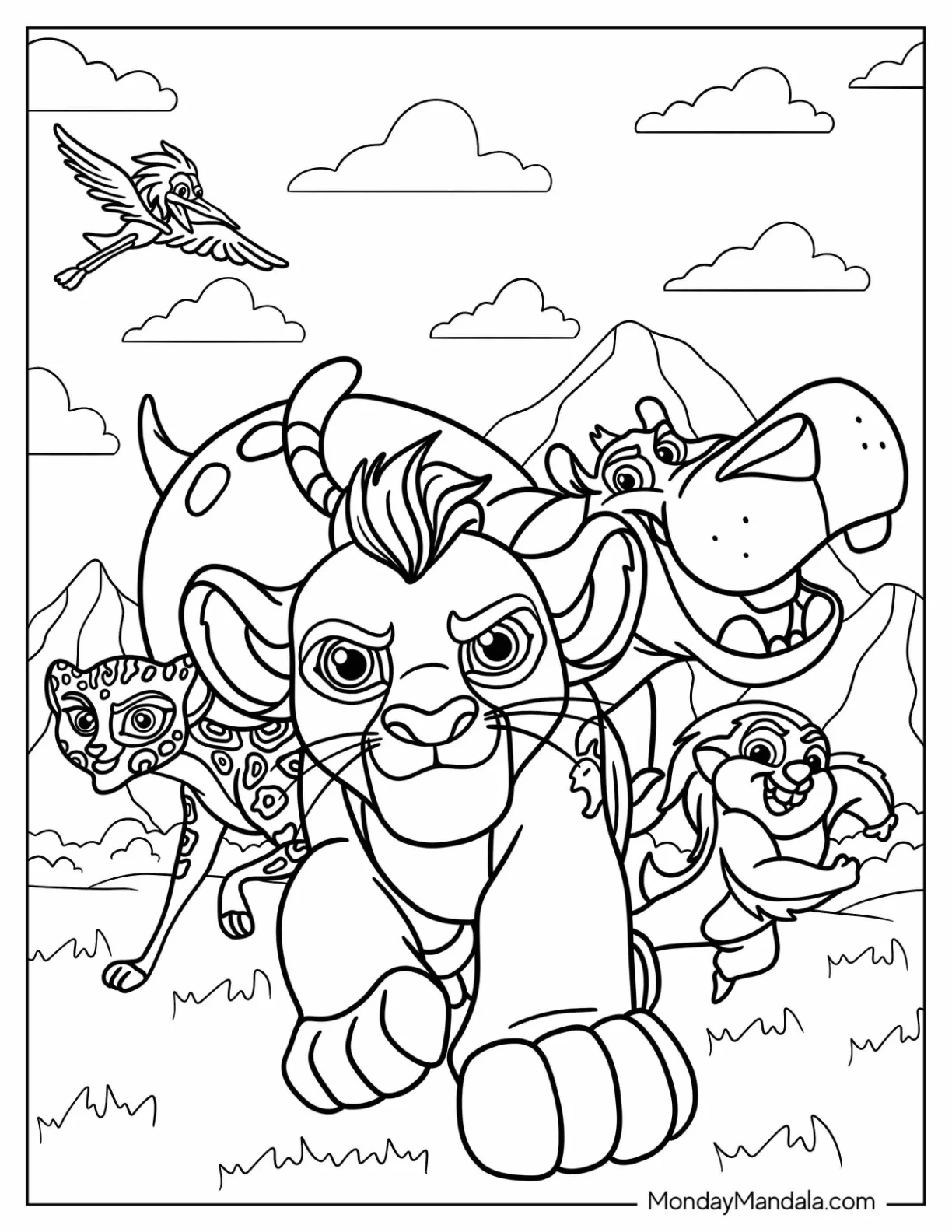 Lion Guard Kion, Fuli, Beshte, And Bunga Coloring Page coloring page