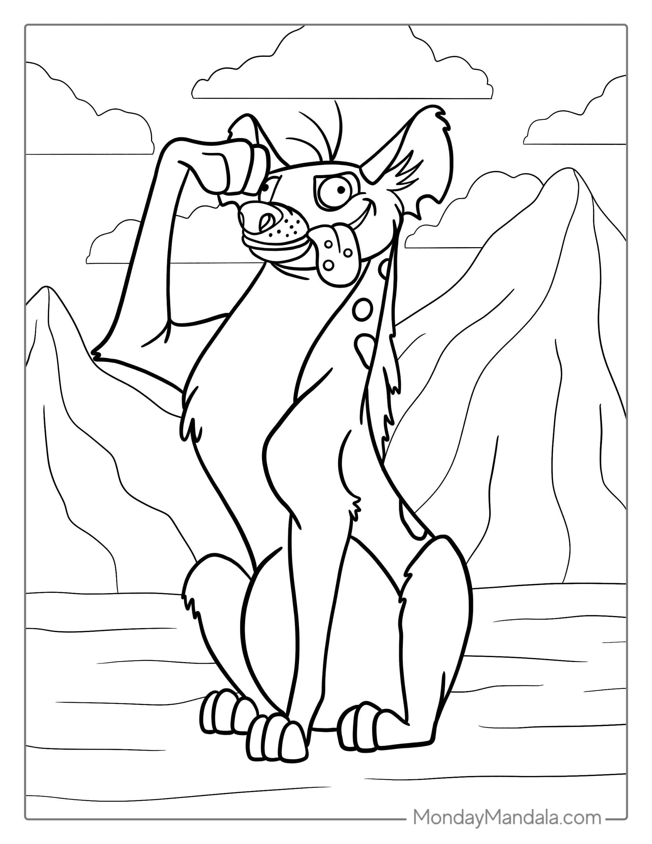Goofy Looking Hyena Coloring Sheet coloring page