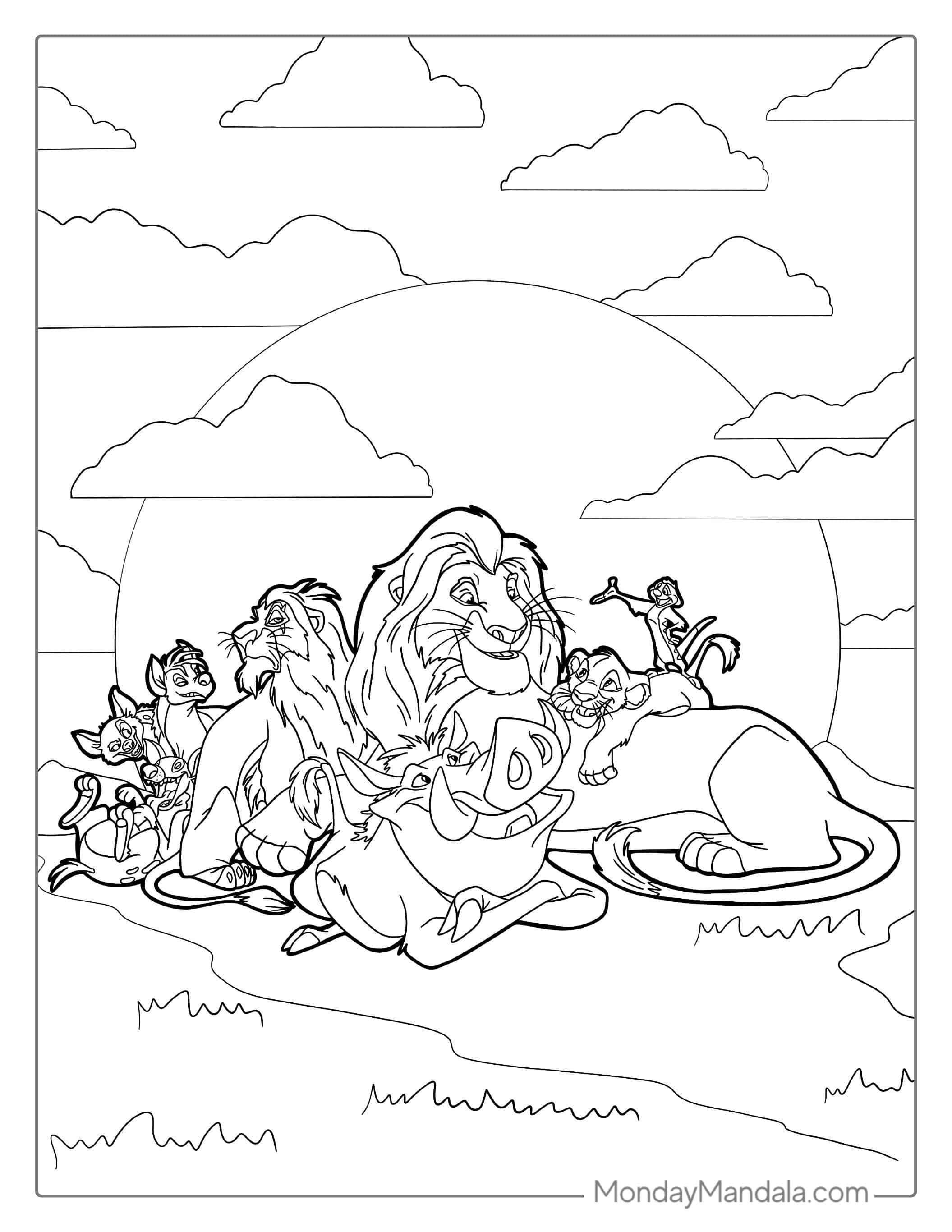 Iconic Lion King Characters To Color coloring page