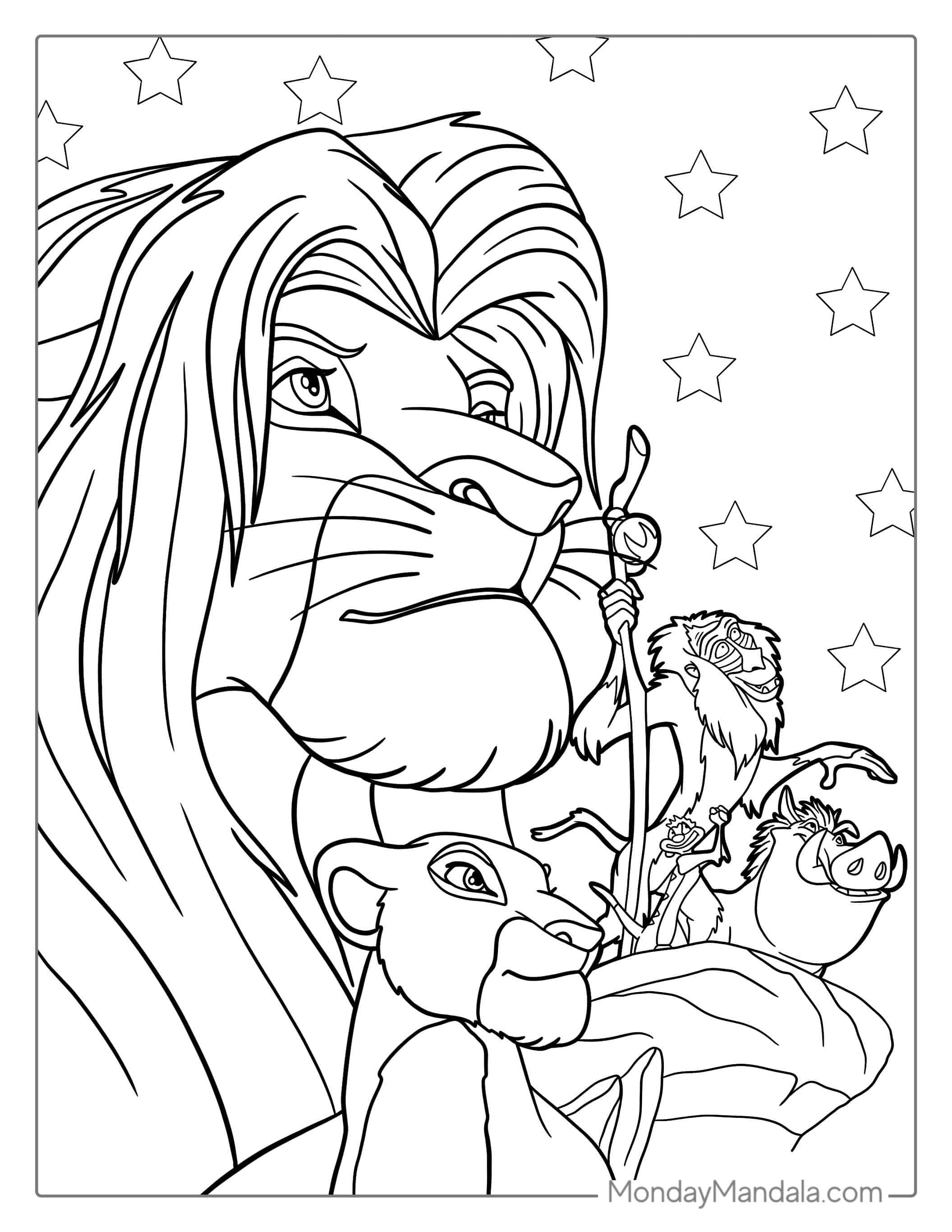 Popular Lion King Characters To Color coloring page