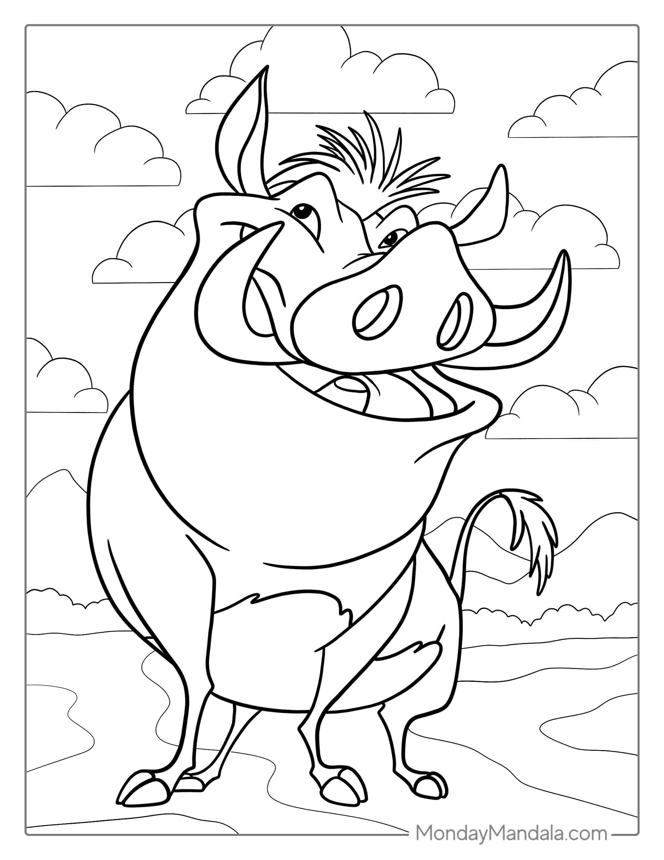 Pumbaa Coloring Page For Kids coloring page