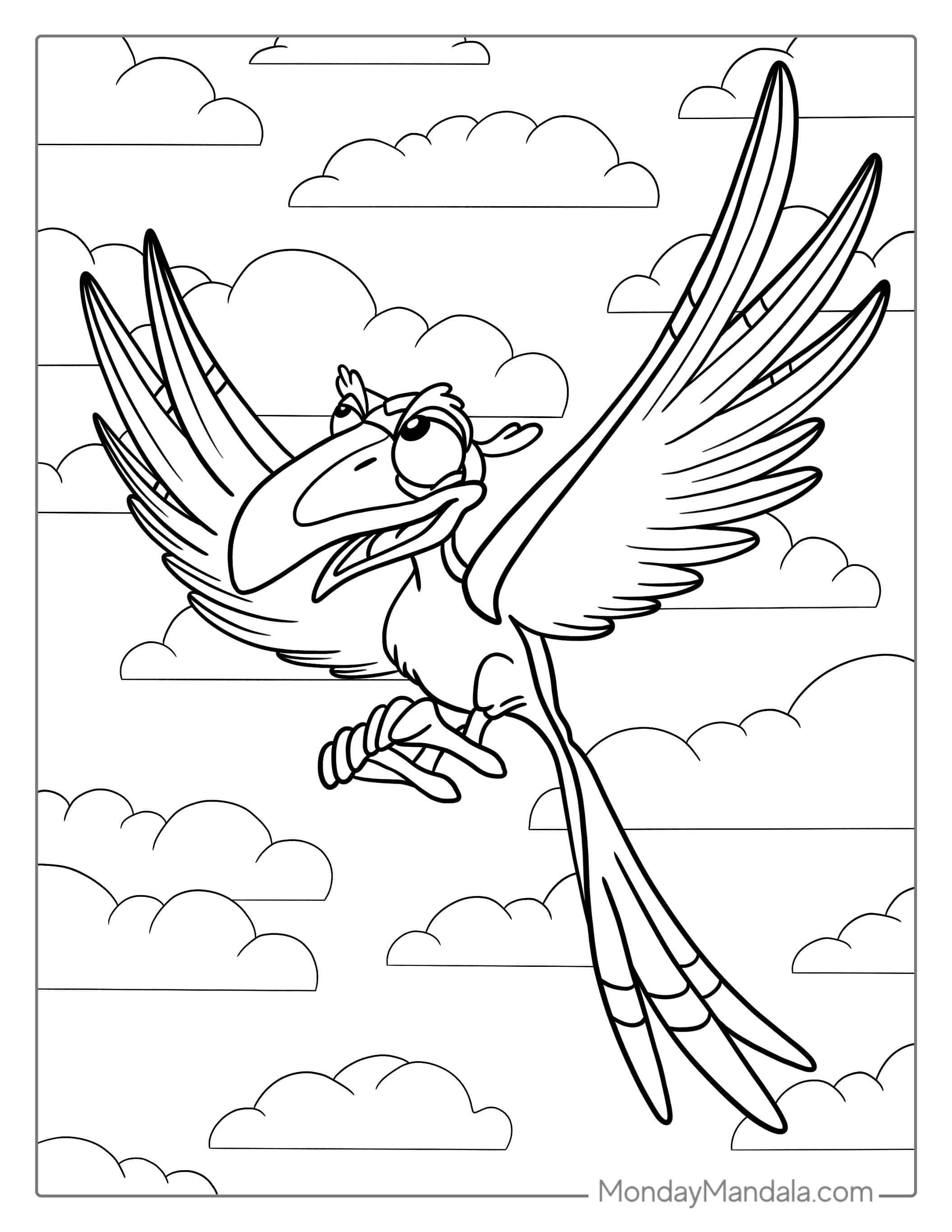 Simple Outline Of Zazu To Color coloring page