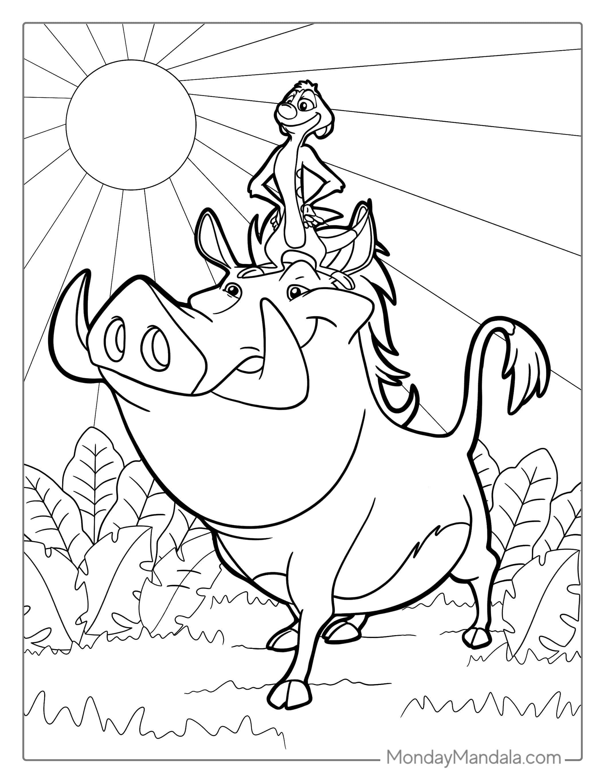 Timon and Pumbaa Hakuna Matata Coloring Page coloring page