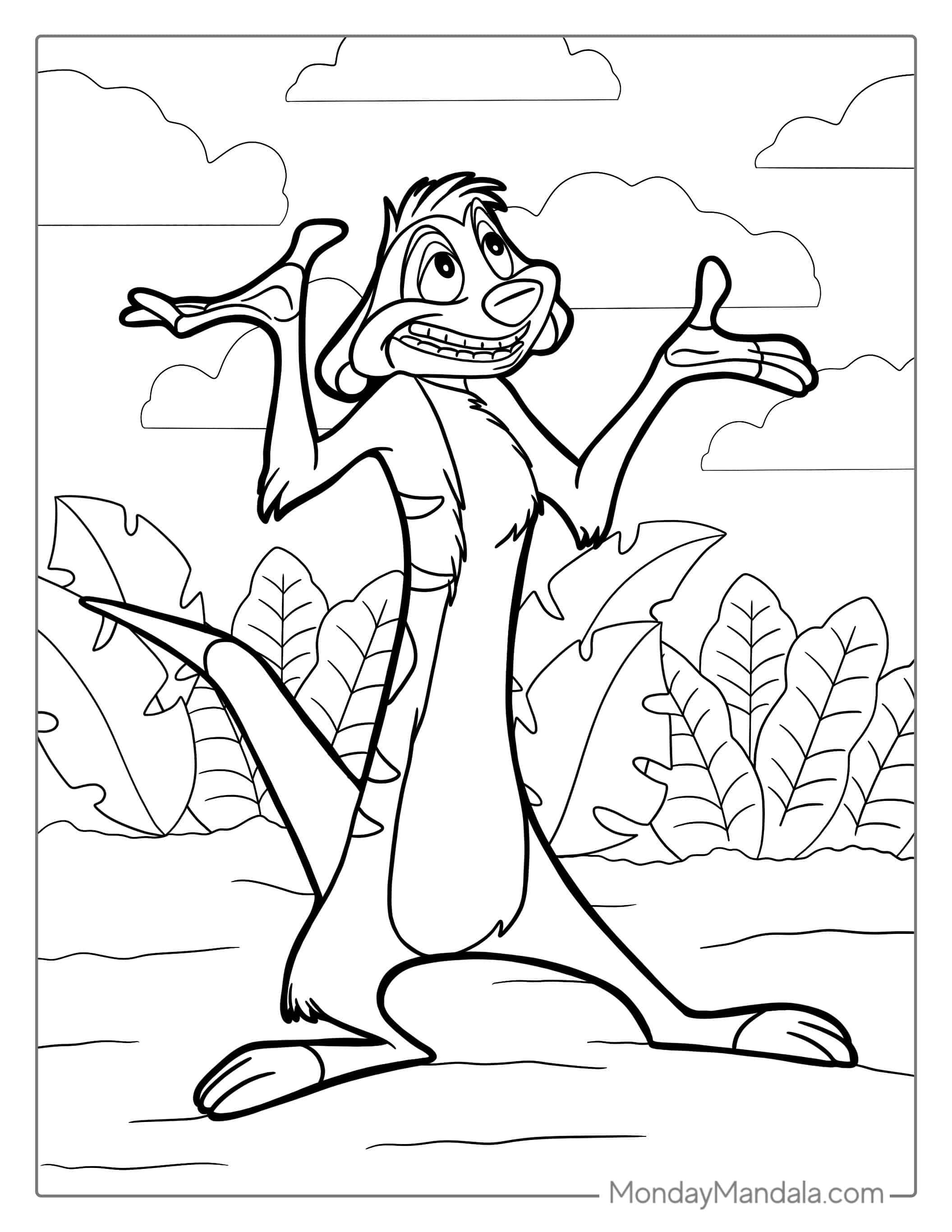 Timon Meerkat Coloring Page For Kids coloring page