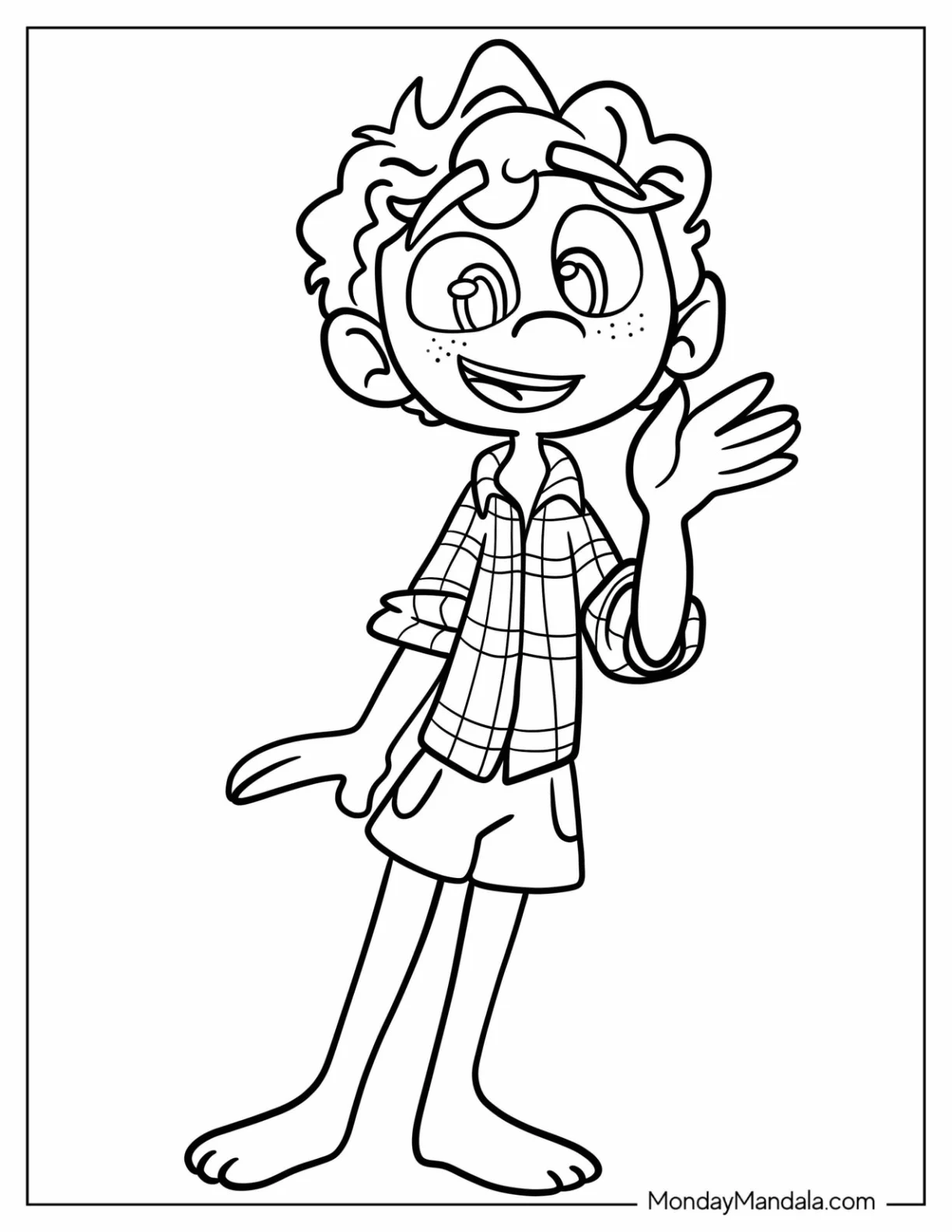 Luca Coloring Page In Human Form Waving For Kids coloring page