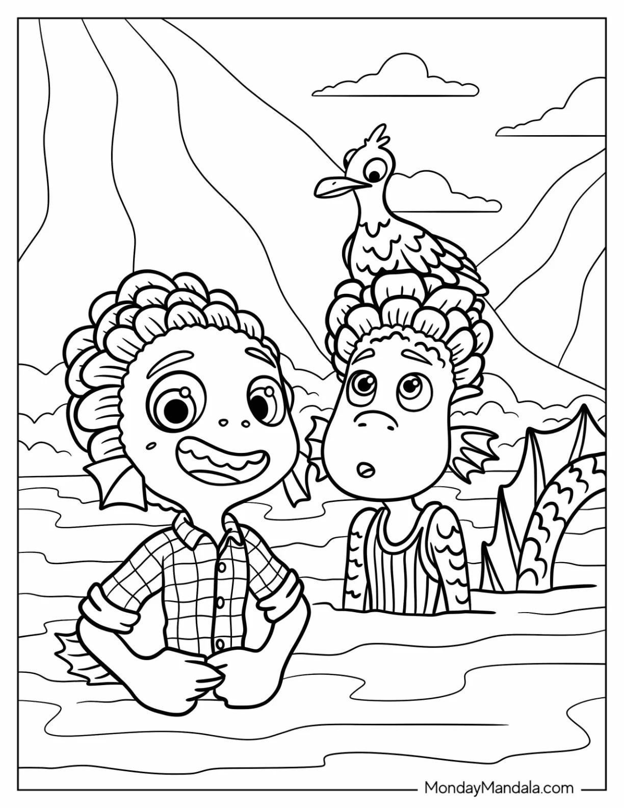 Luca Coloring Page Of Luca And Alberto As Sea Monsters coloring page