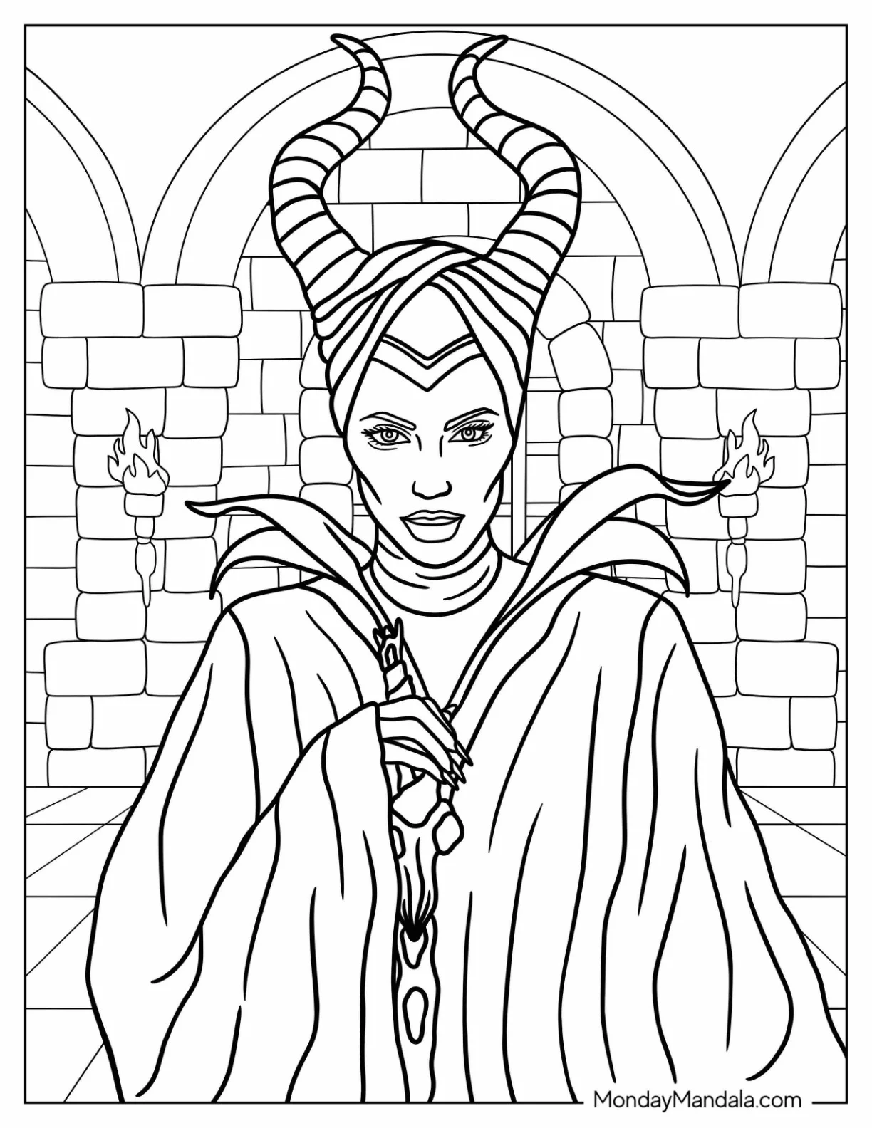 Angelina Jolie As Maleficent Coloring Page coloring page
