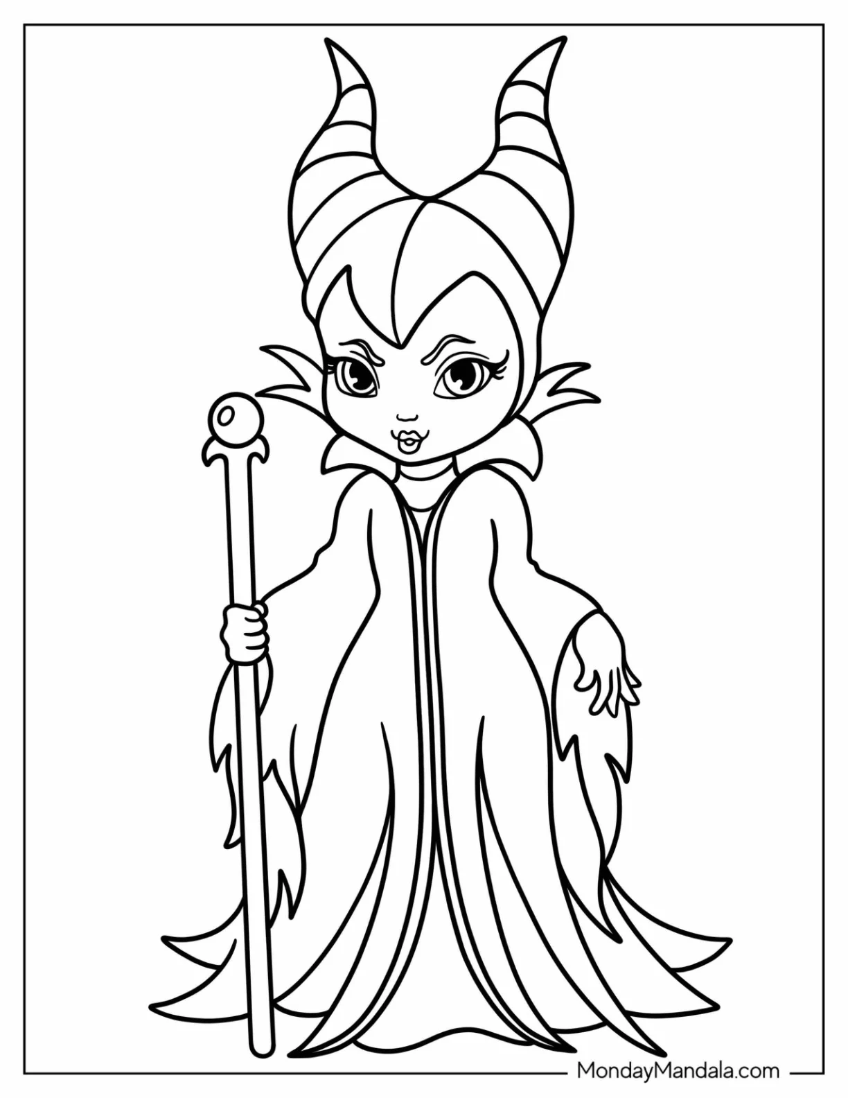 Cute Maleficent Coloring Page For Kids coloring page