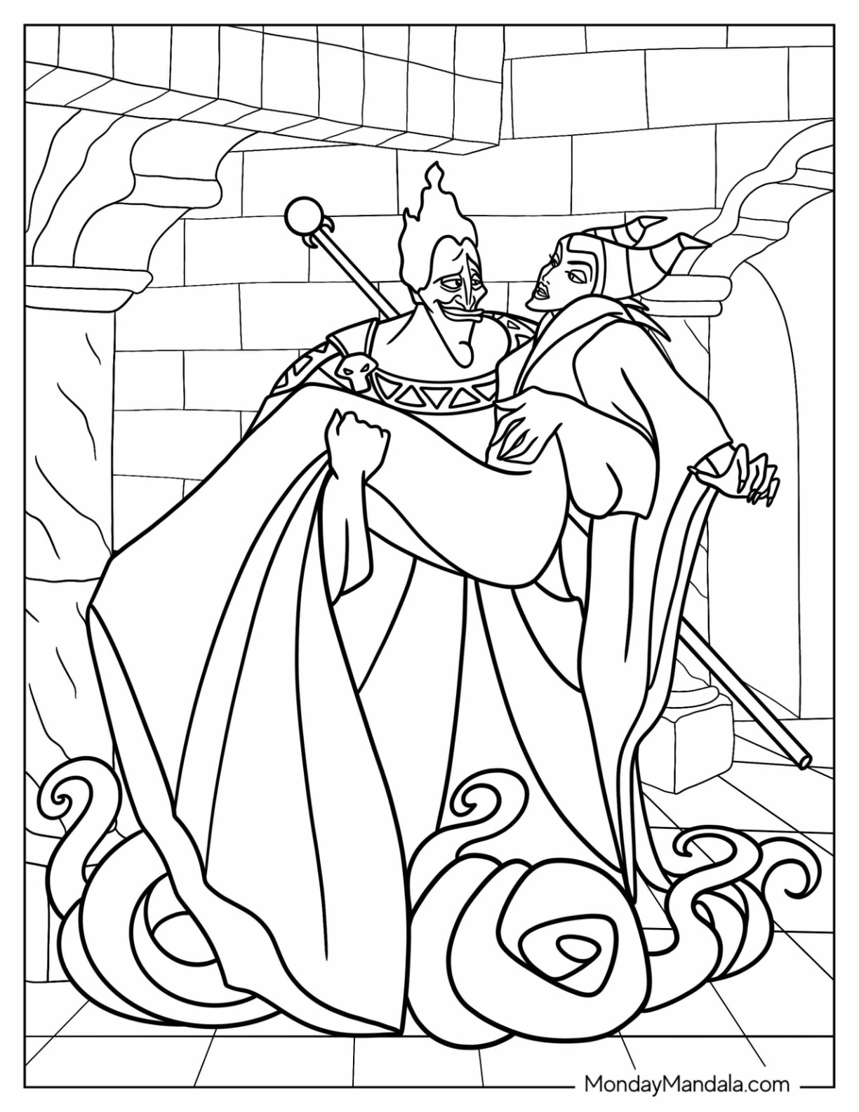 Hades Carrying Maleficent Coloring Page Bridal Style coloring page