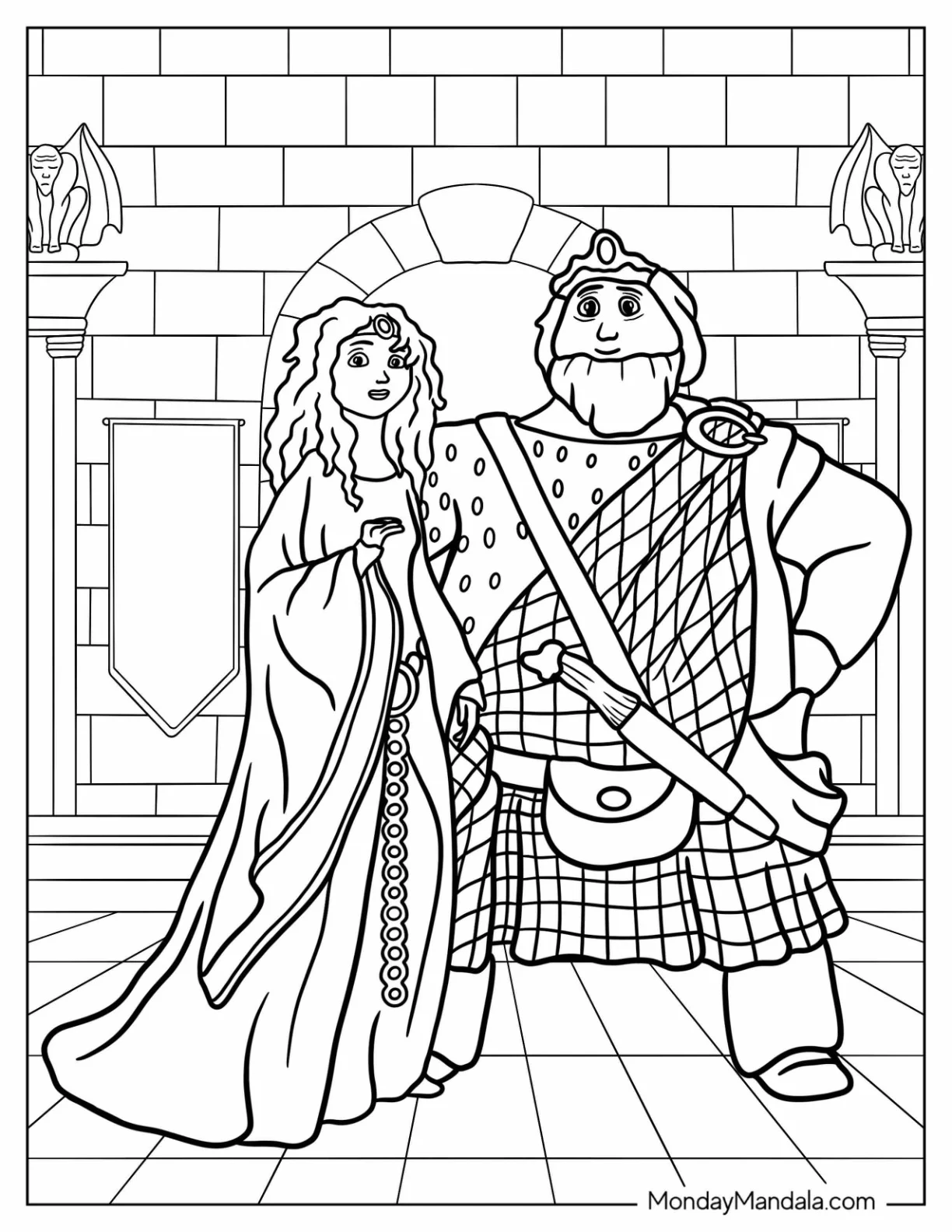 Adult Merida Coloring Page And MacGuffin Brave coloring page