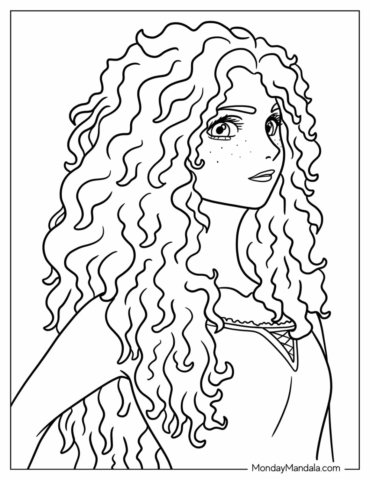 Easy Merida Coloring Page For Kids coloring page