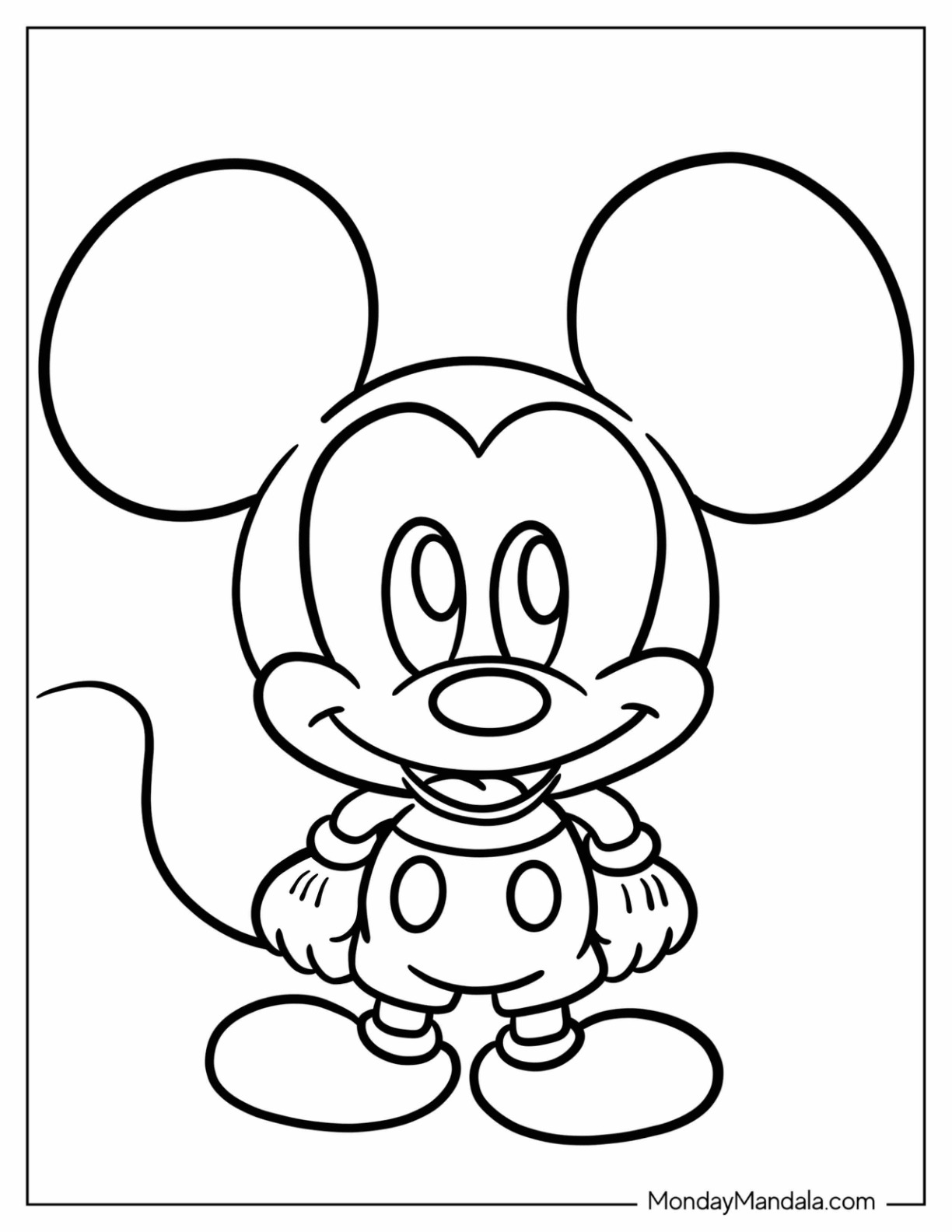 Adorable Baby Mickey Mouse Coloring Sheet For Preschoolers coloring page — printable line art