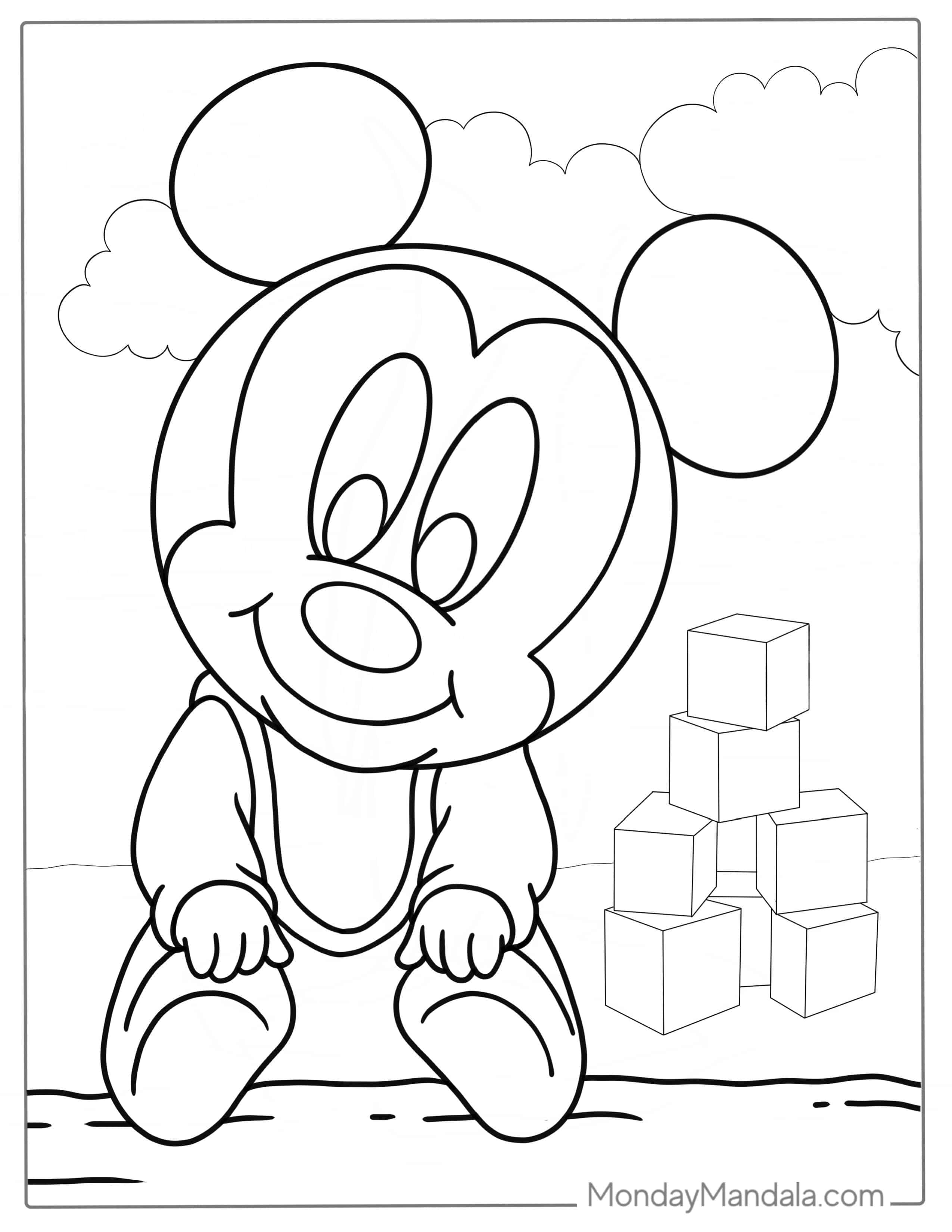 Baby Mickey Mouse Coloring Page For Preschoolers coloring page