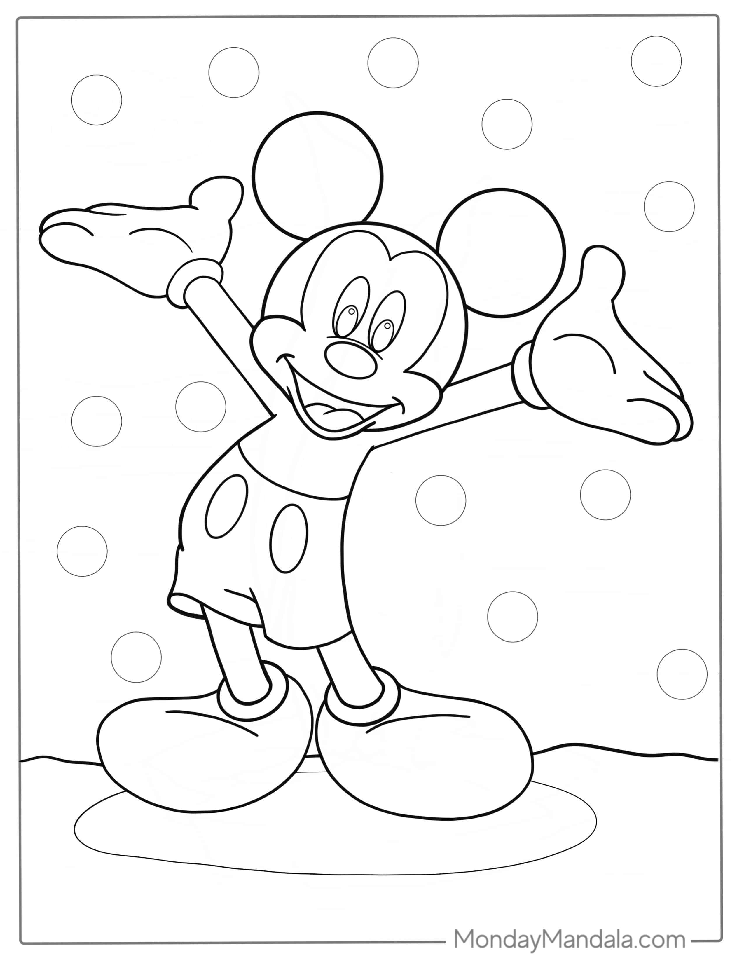 Easy Mickey Mouse Coloring Page For Kids coloring page — printable line art