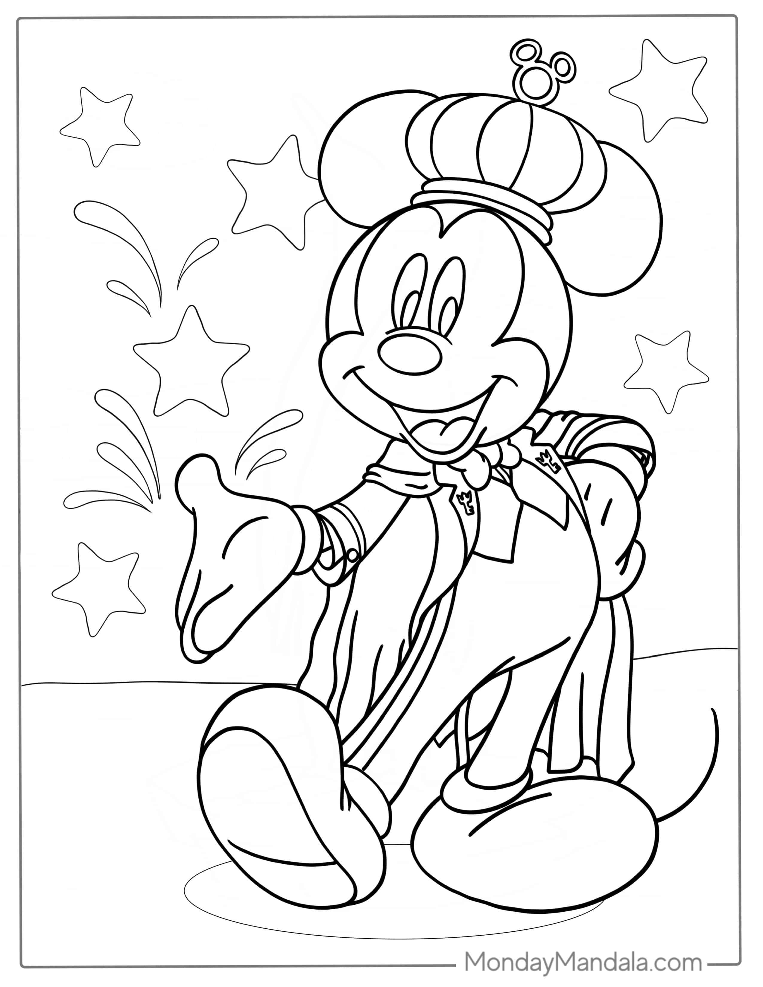 King Mickey Mouse Coloring Page coloring page — printable line art