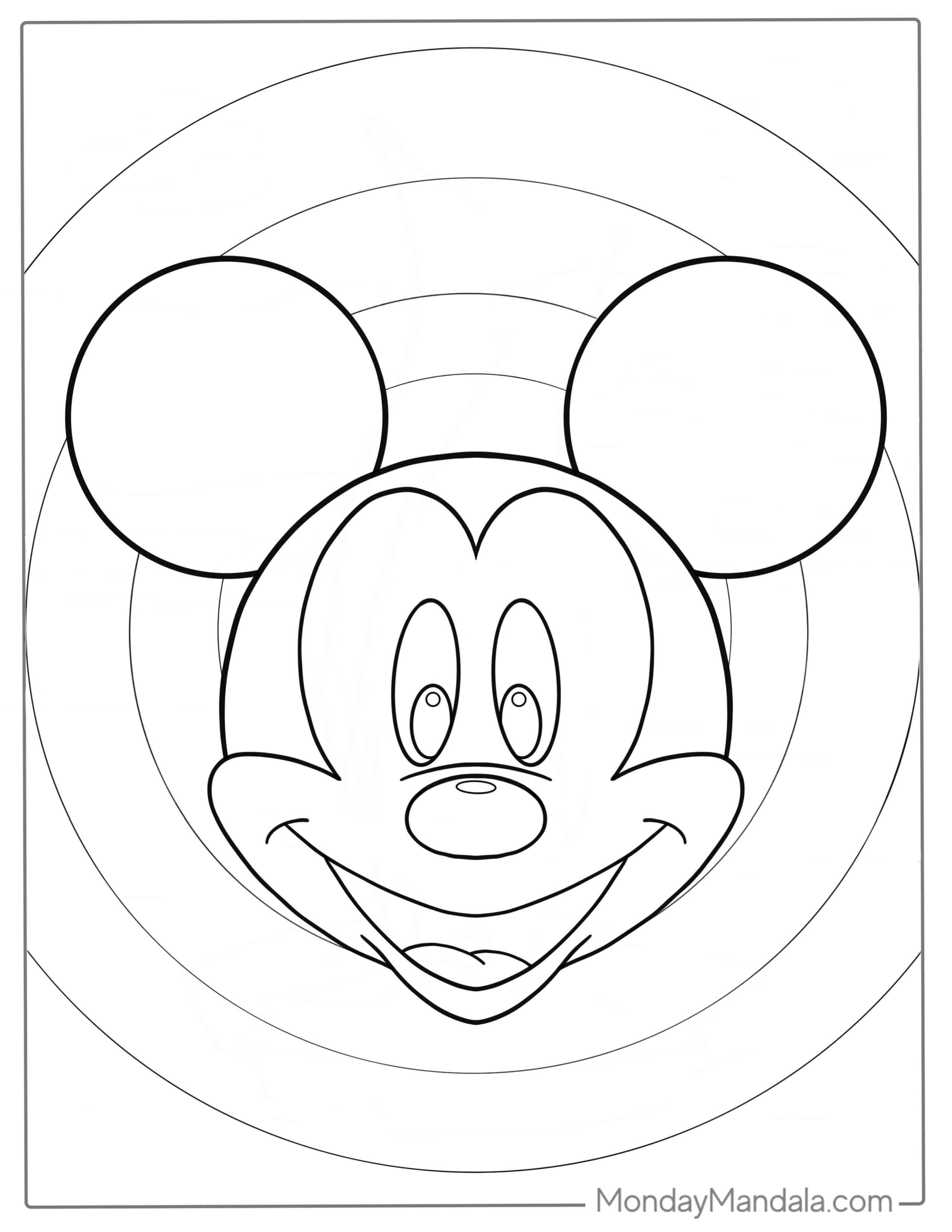 Mickey Mouse Face Coloring Sheet For Kids coloring page