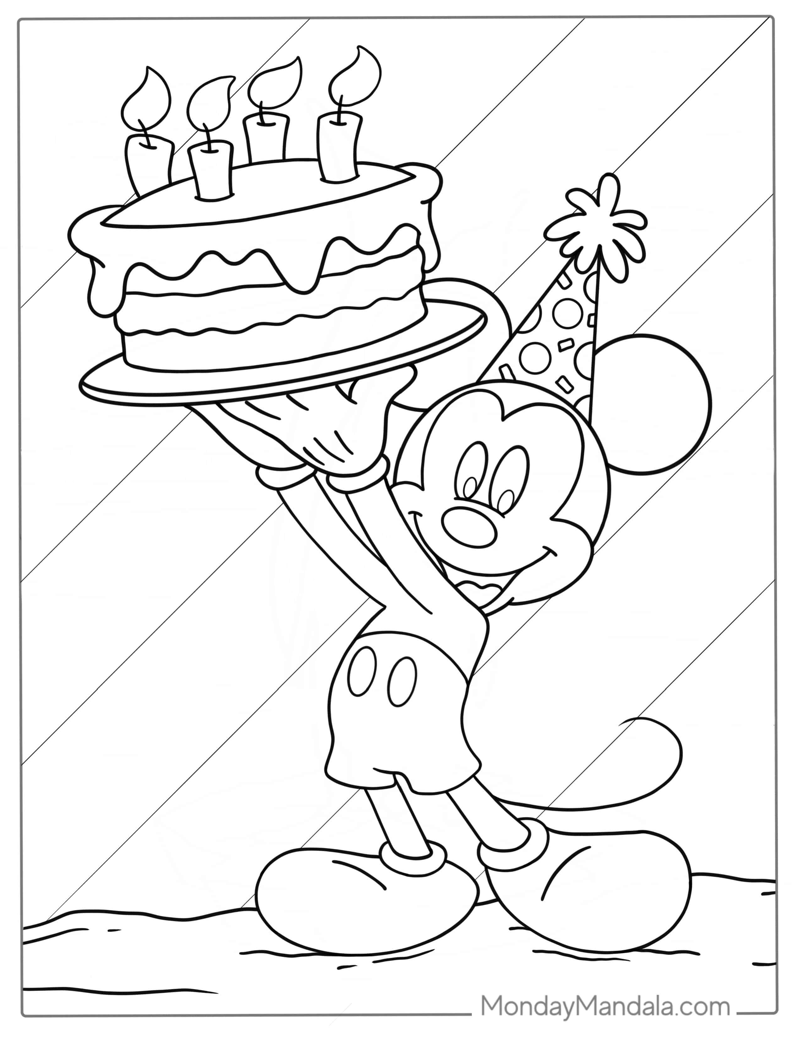 Mickey Mouse Happy Birthday Coloring Page coloring page