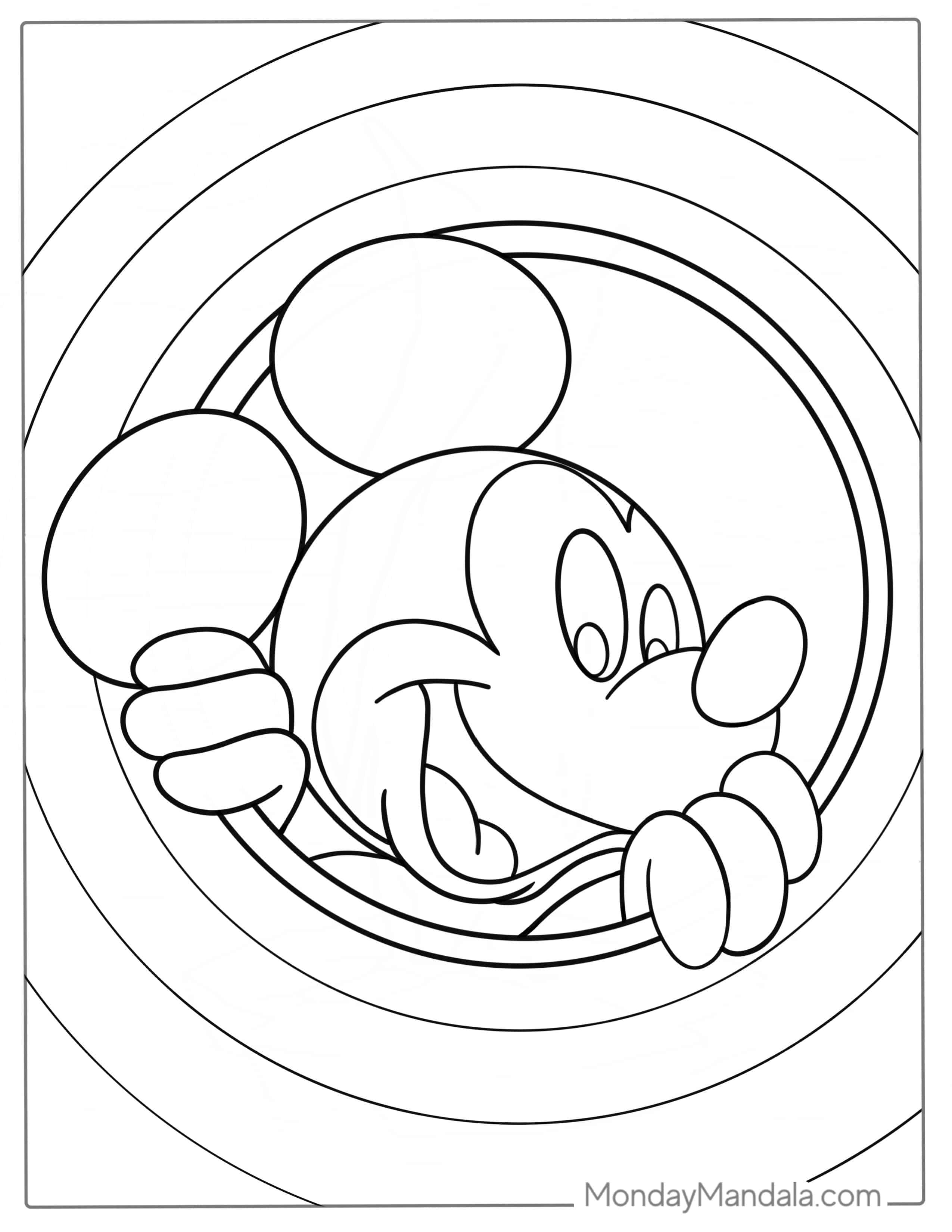 Mickey Mouse Peering Through Hole coloring page