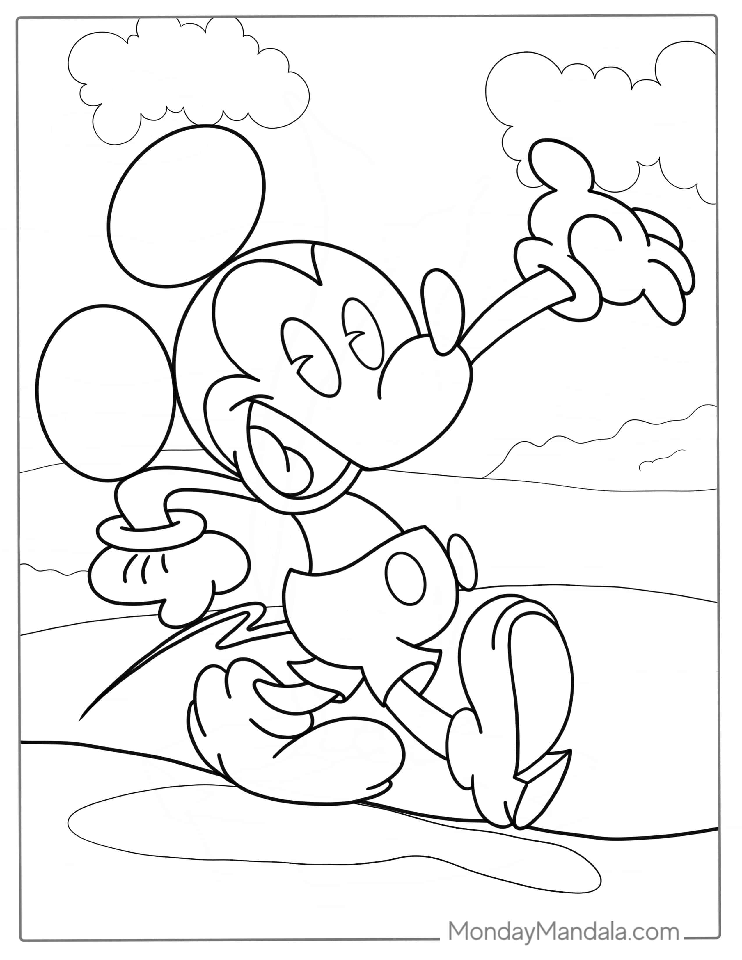 Retro Mickey Mouse Coloring Sheet coloring page