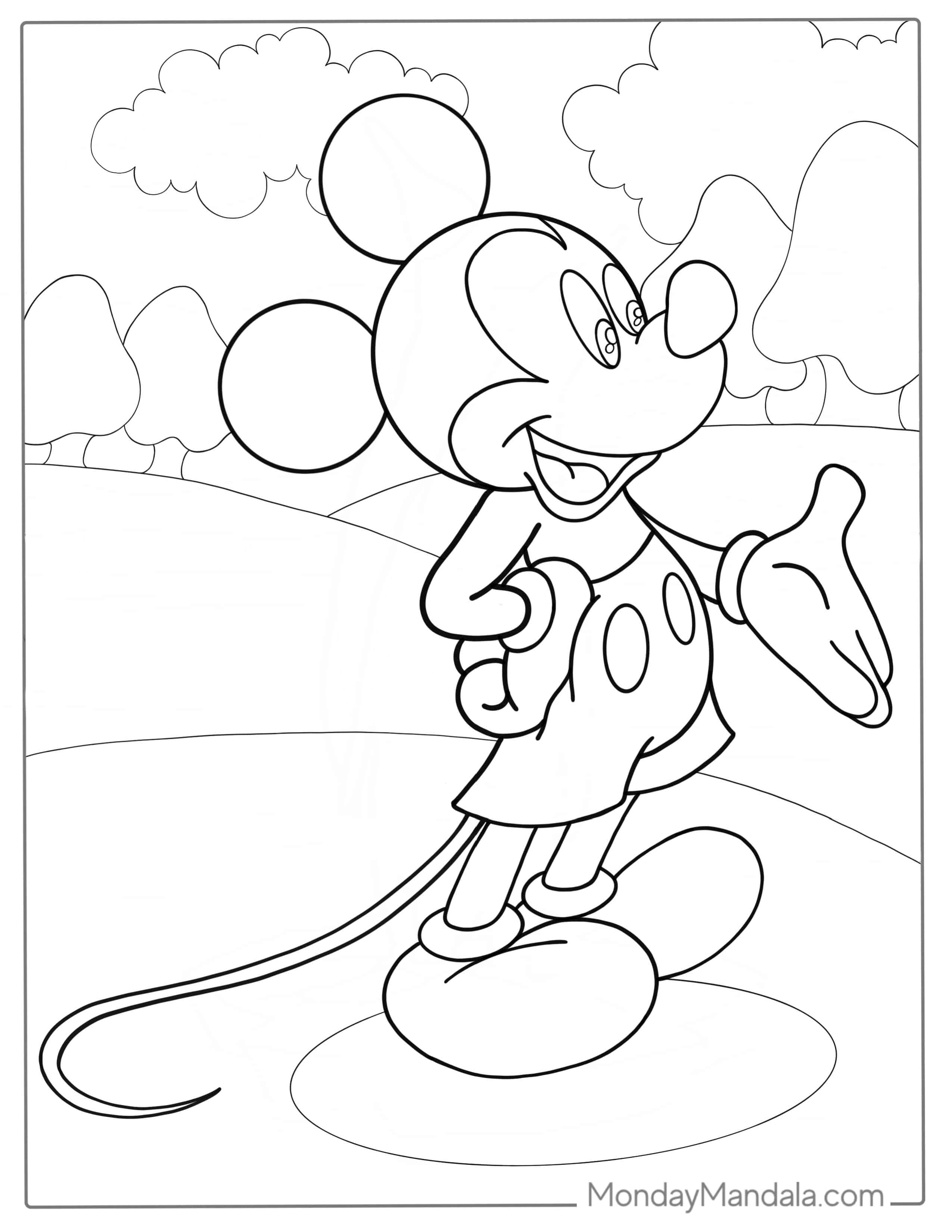 Smiling Mickey Mouse Coloring Page coloring page