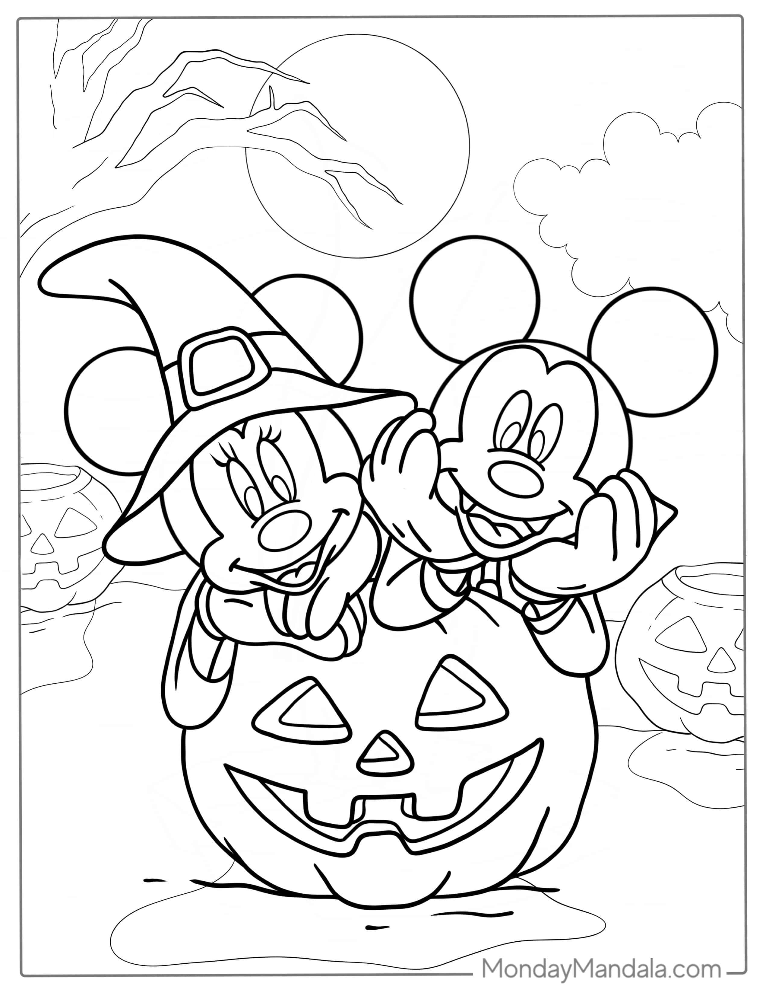 Coloring Page Of Minnie Mouse During Halloween coloring page